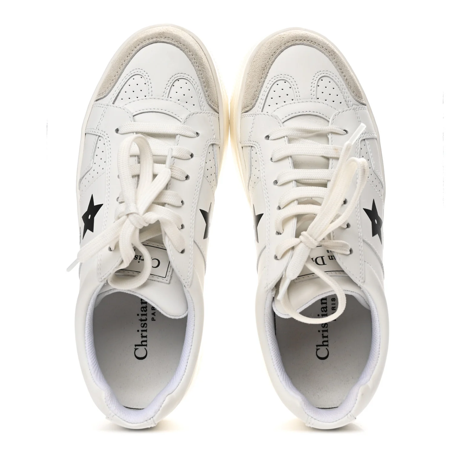 Calfskin Suede Dior Star Ors Platform Sneakers White Black 36.5 White Black - Image 2