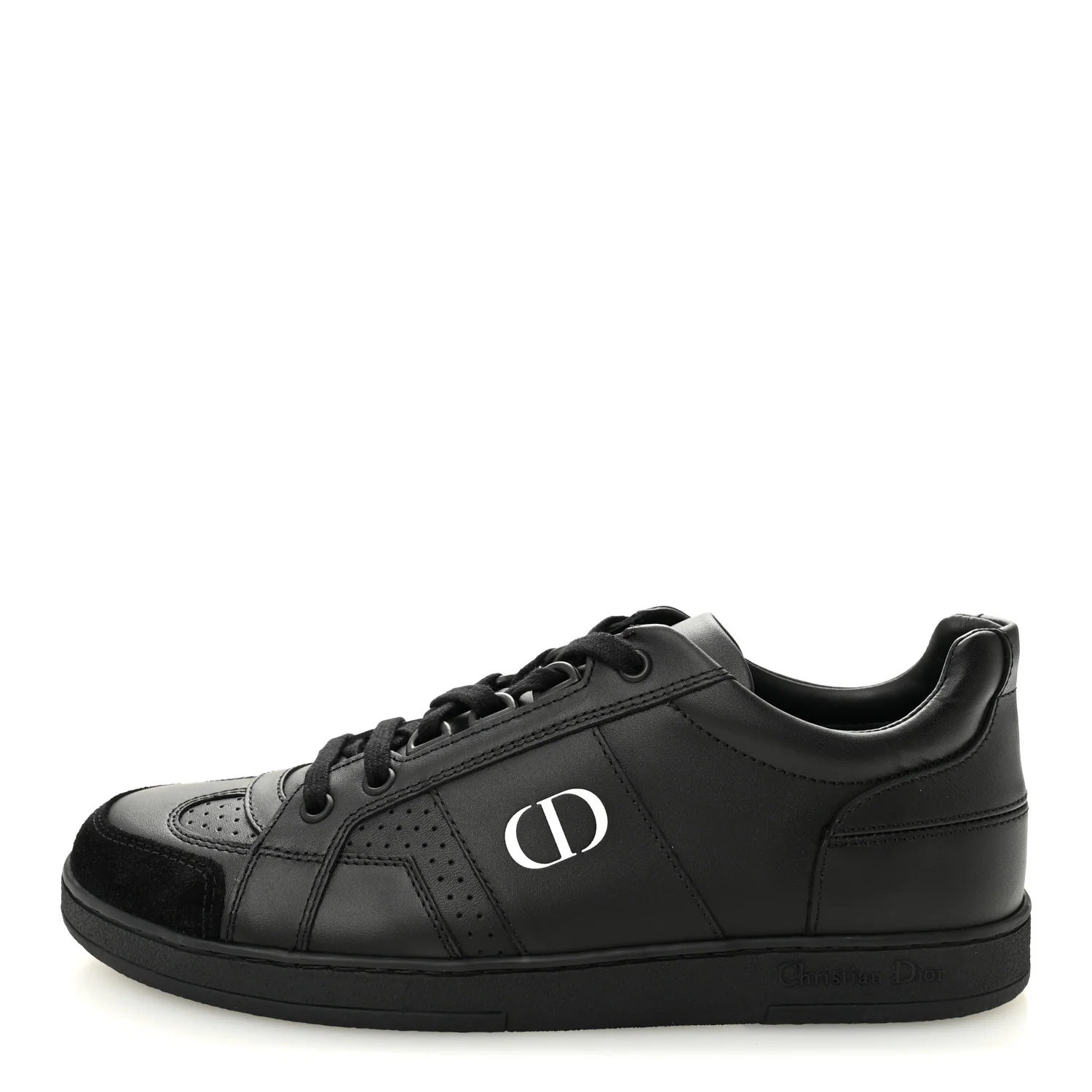 Calfskin Suede Logo Sneakers 38 Black