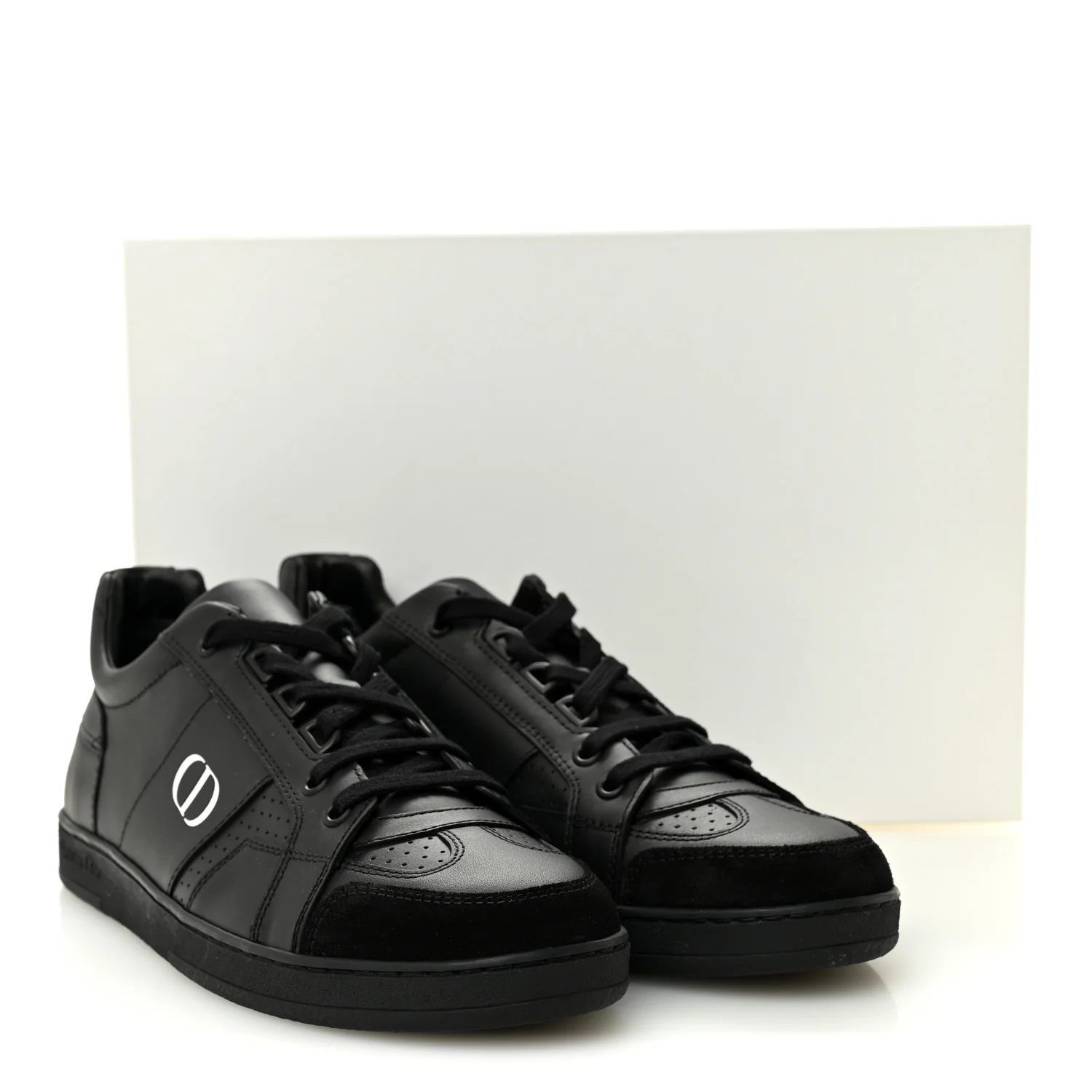 Calfskin Suede Logo Sneakers 38 Black - Image 10