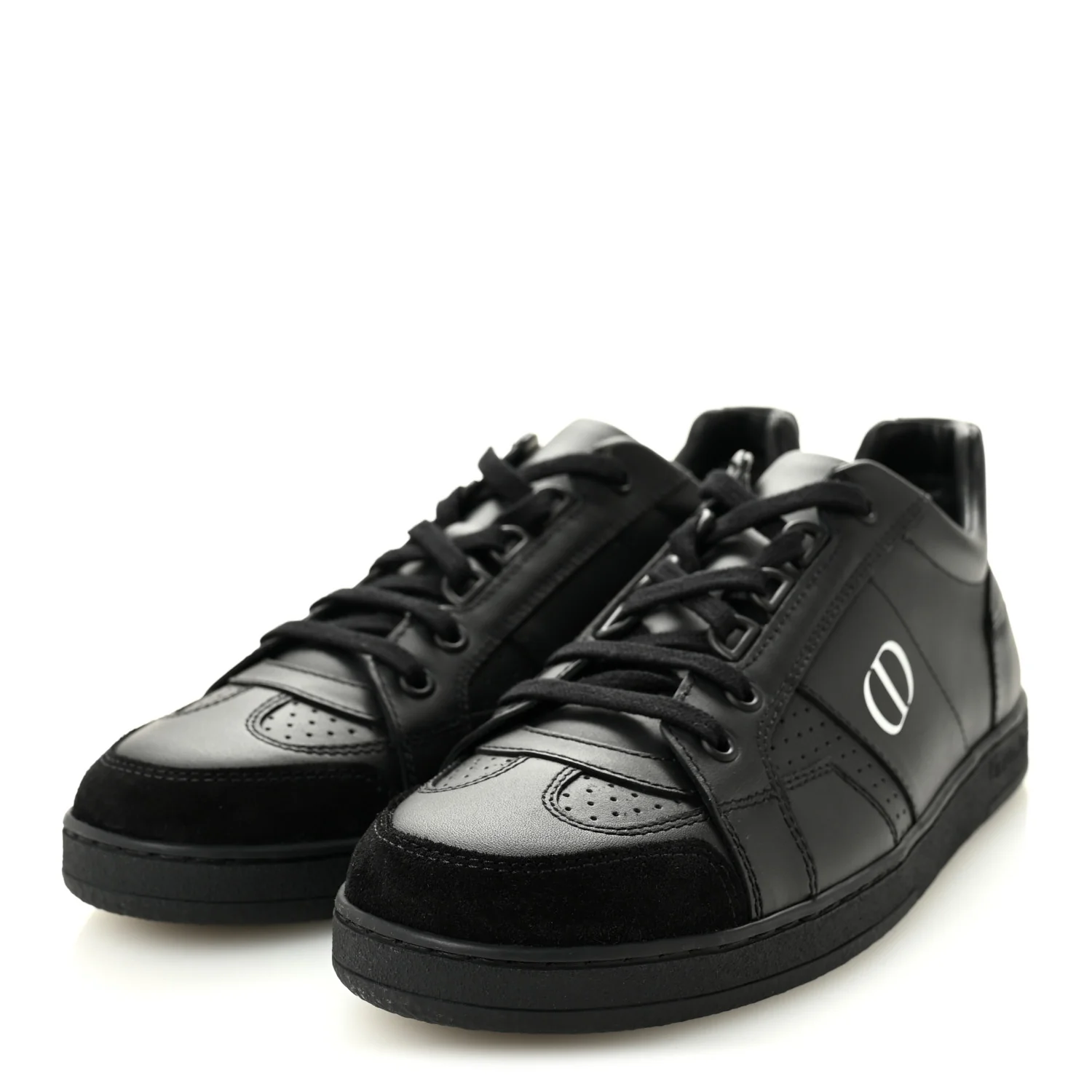 Calfskin Suede Logo Sneakers 38 Black - Image 3