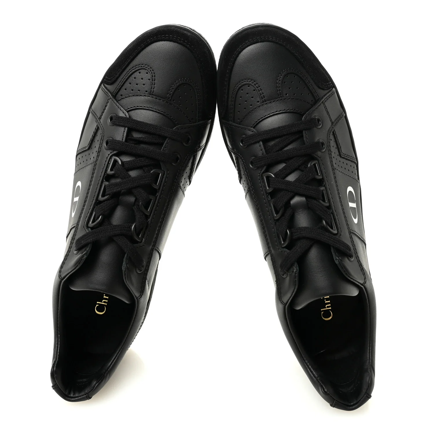 Calfskin Suede Logo Sneakers 38 Black - Image 5