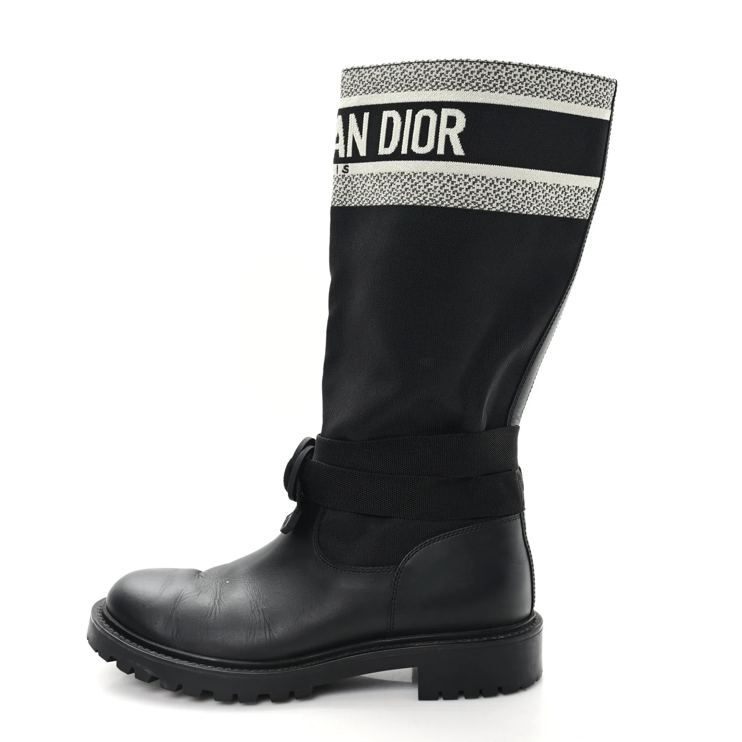 Calfskin Technical Fabric D-Major Boots 39 Black White