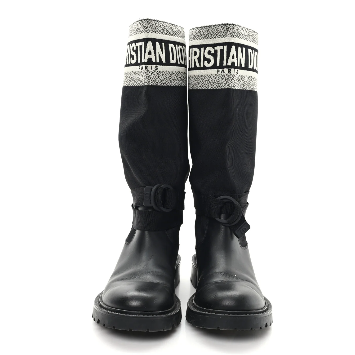 Calfskin Technical Fabric D-Major Boots 39 Black White - Image 3