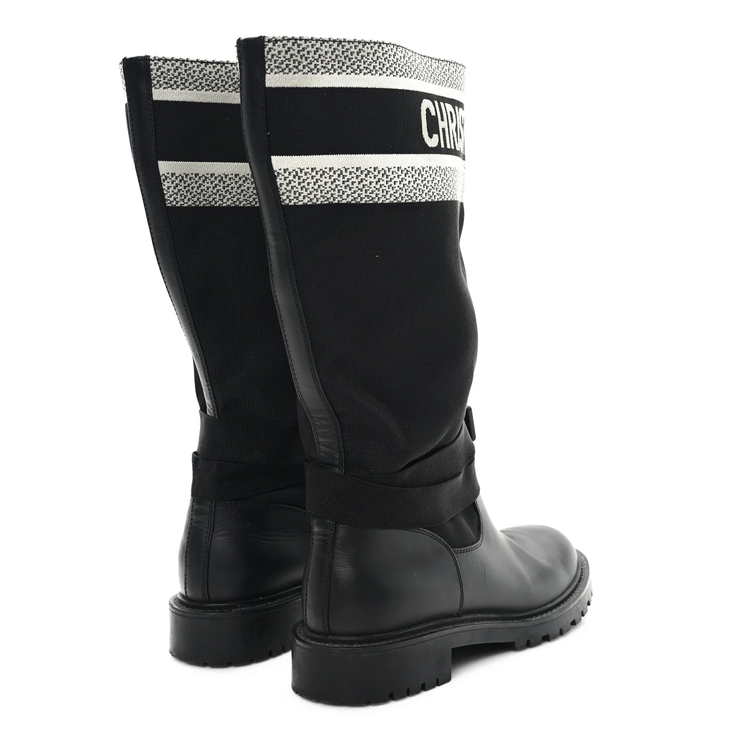 Calfskin Technical Fabric D-Major Boots 39 Black White - Image 5