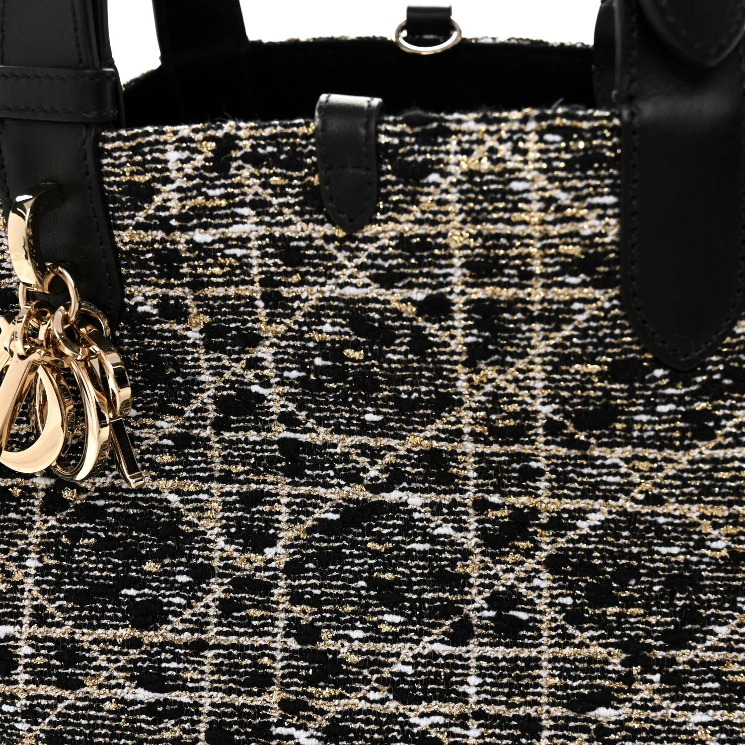 Calfskin Tweed Cannage Medium Toujours Black Gold White - Image 8