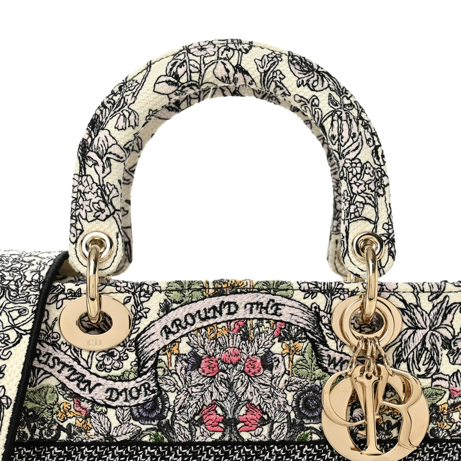 Canvas Around the World Embroidered Medium Lady D-Lite White Multicolor - Image 8
