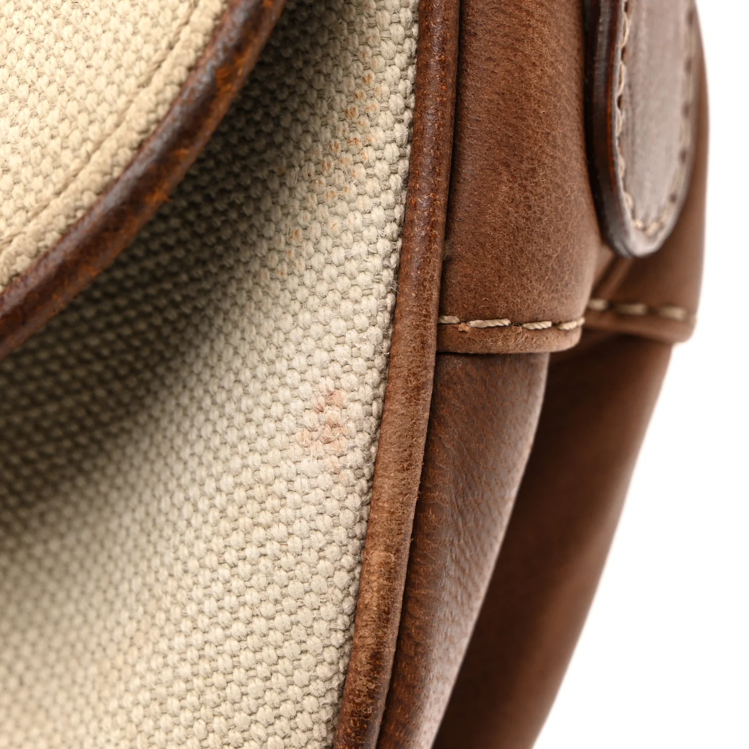 Canvas Calfskin Saddle Bag Beige - Image 13