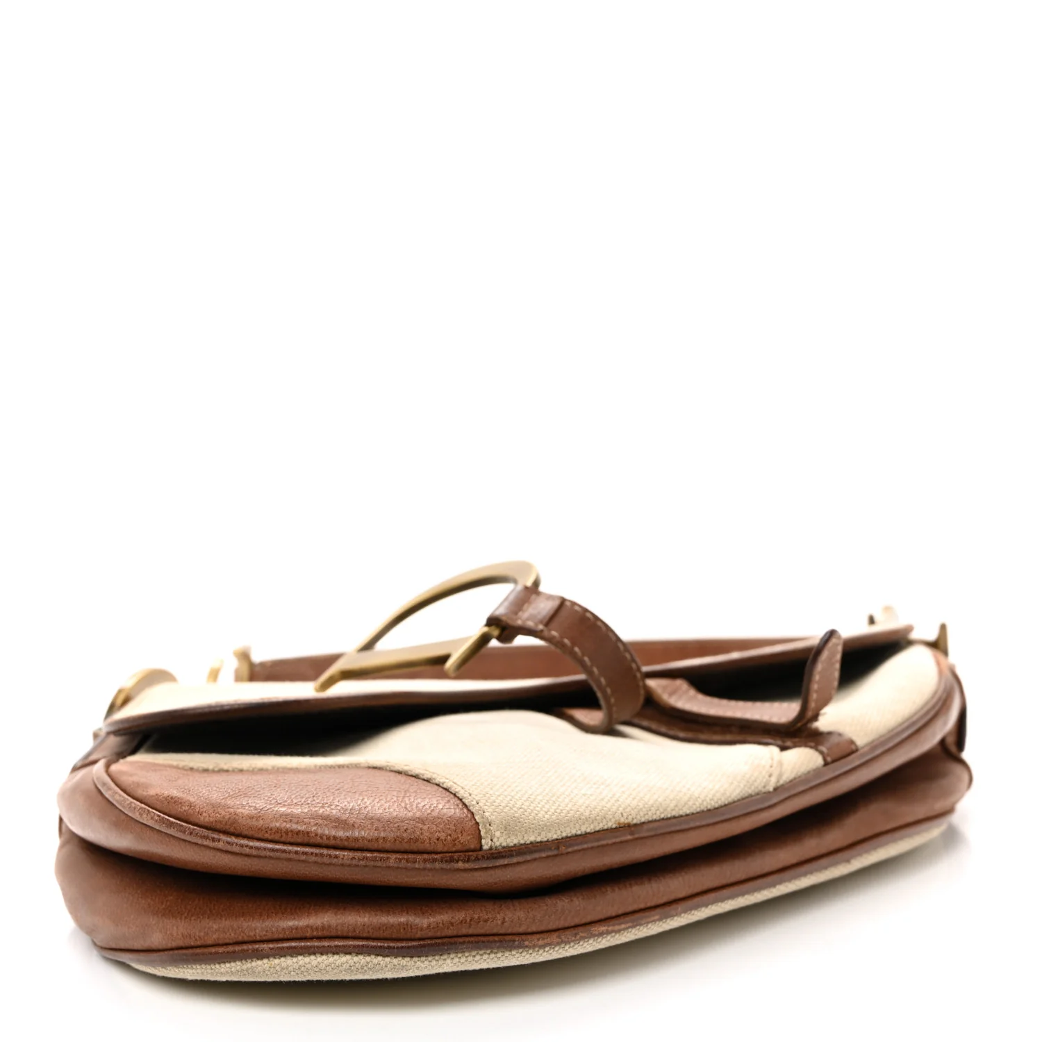 Canvas Calfskin Saddle Bag Beige - Image 4
