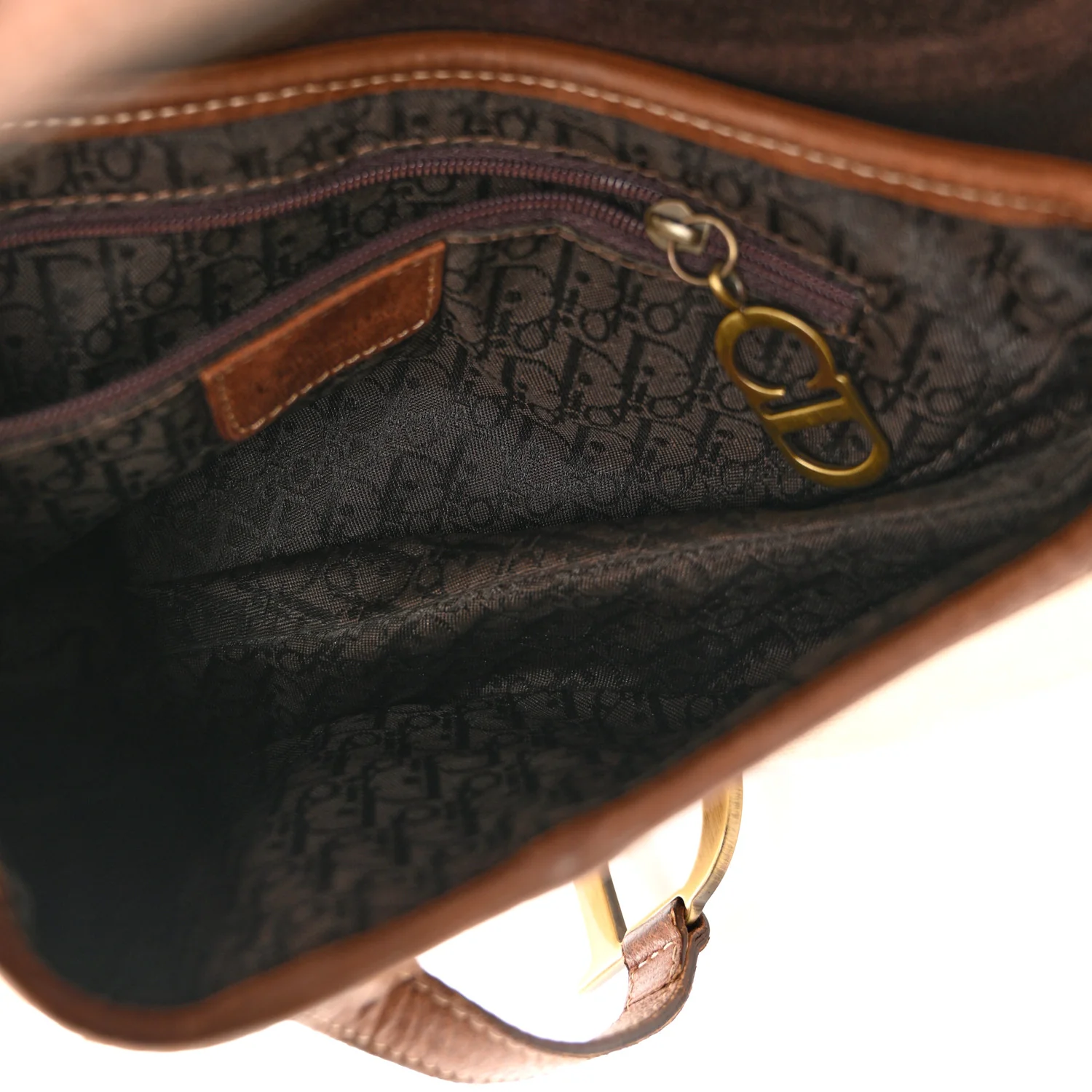 Canvas Calfskin Saddle Bag Beige - Image 5