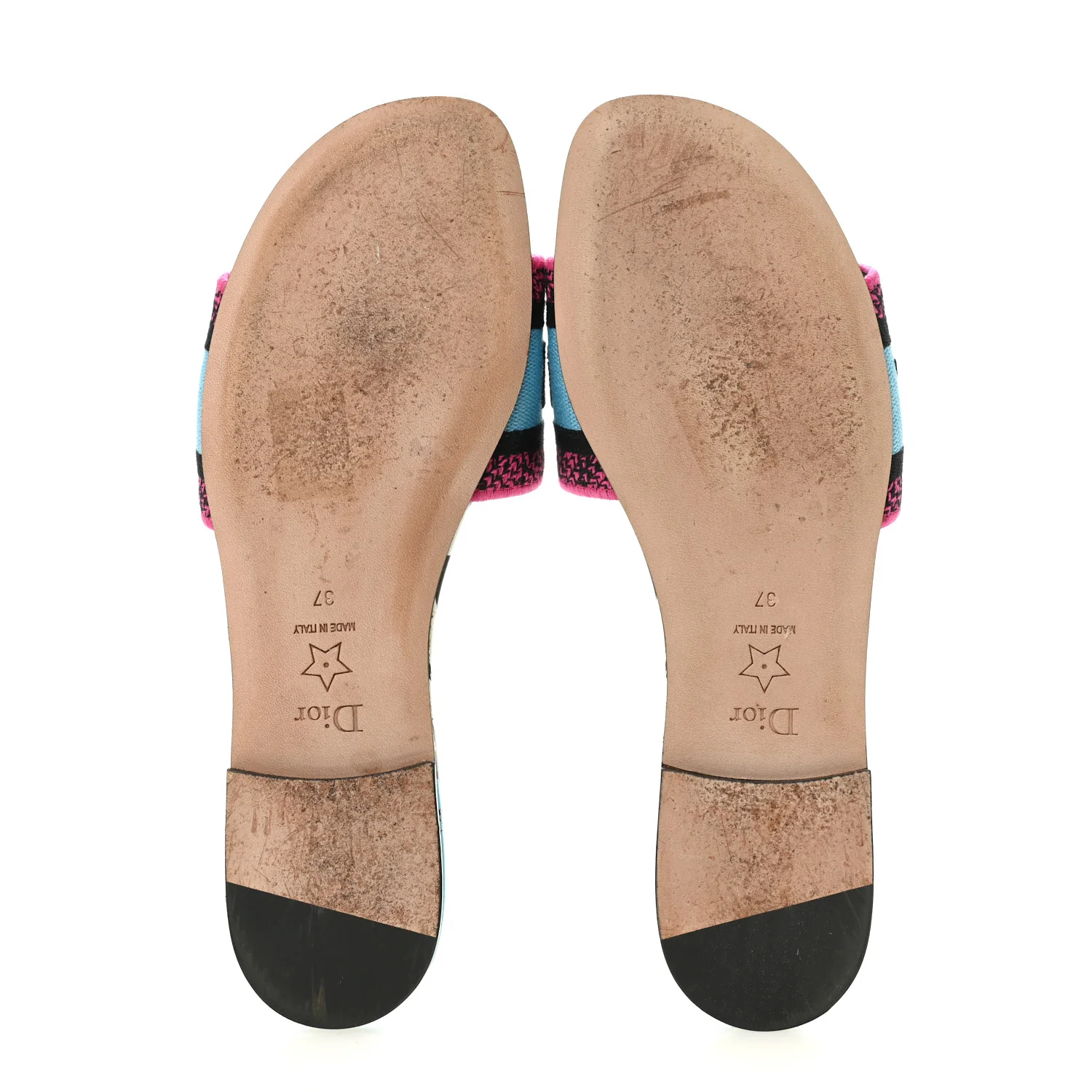 Canvas D-Jungle Pop Embroidered Dway Flat Slide Sandals 37 Bright Blue Pink Multicolor - Image 6