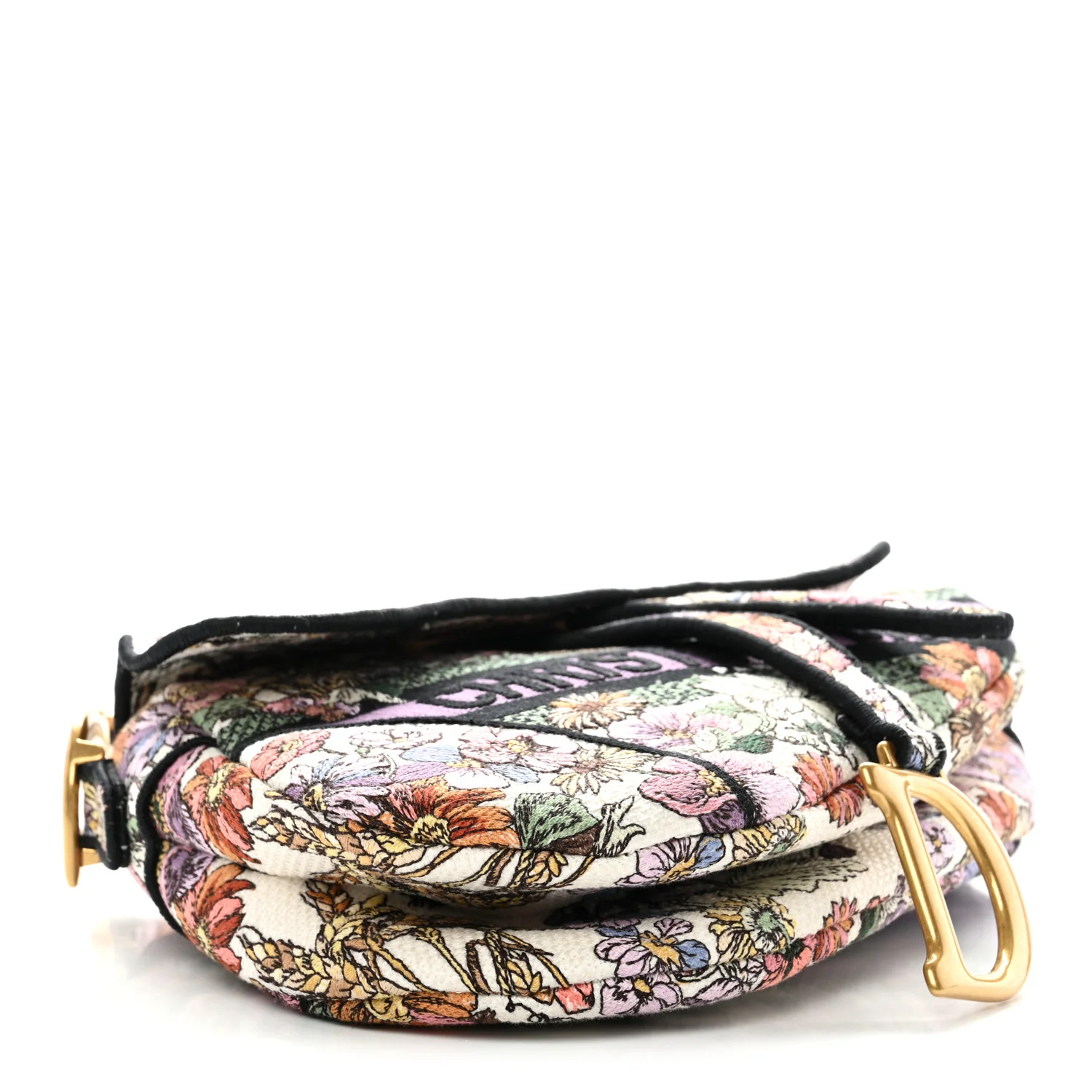 Canvas Embroidered 4 Saisons Été Saddle Bag White Multicolor - Image 4