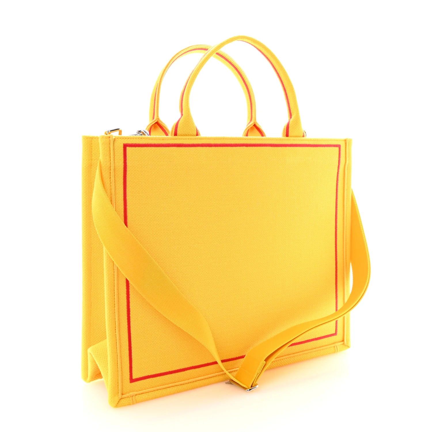 Canvas Embroidered Book Cover Medium Book Tote Yellow Red - Image 3