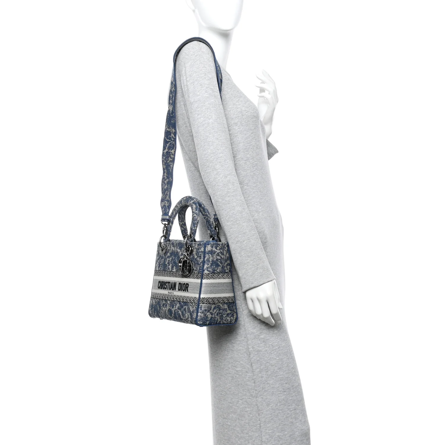 Canvas Embroidered Brocart Medium Lady D-Lite Blue - Image 2