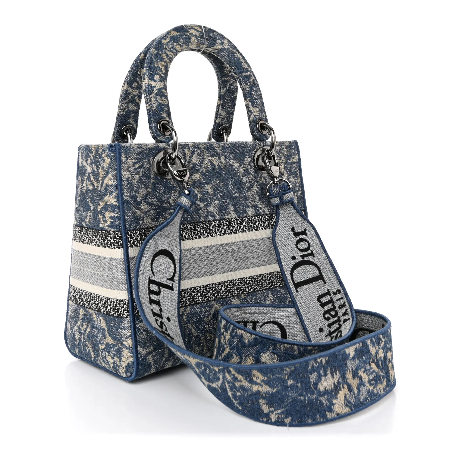 Canvas Embroidered Brocart Medium Lady D-Lite Blue - Image 3