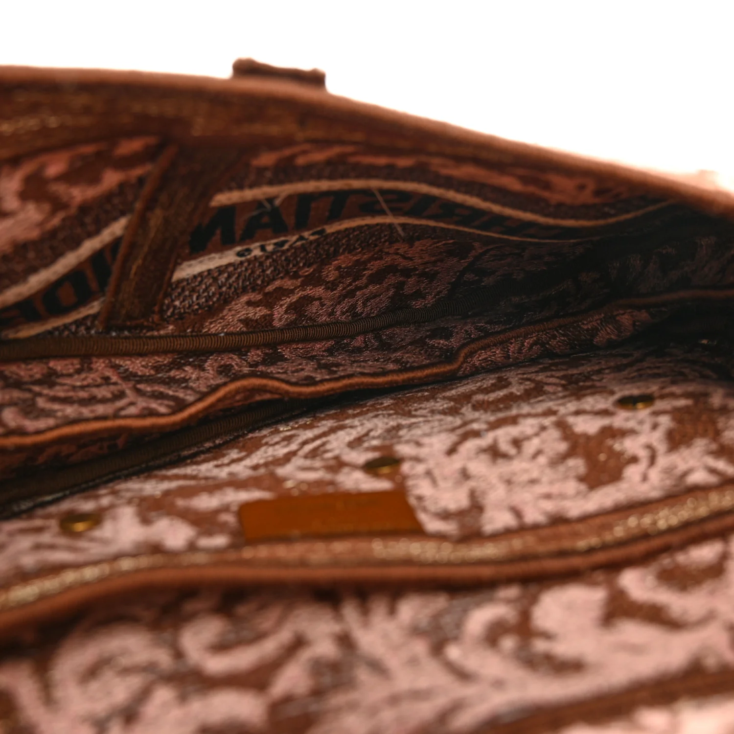 Canvas Embroidered Brocart Saddle Bag Metallic Pink - Image 5