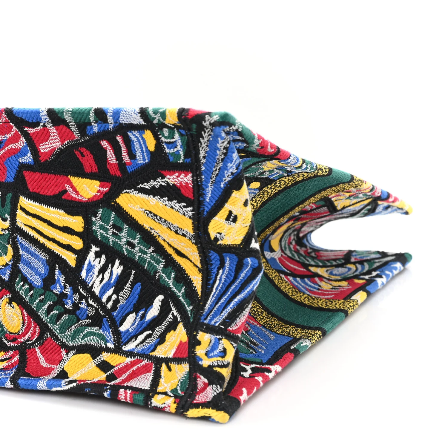 Canvas Embroidered Butterfly Book Tote Black Multicolor - Image 10