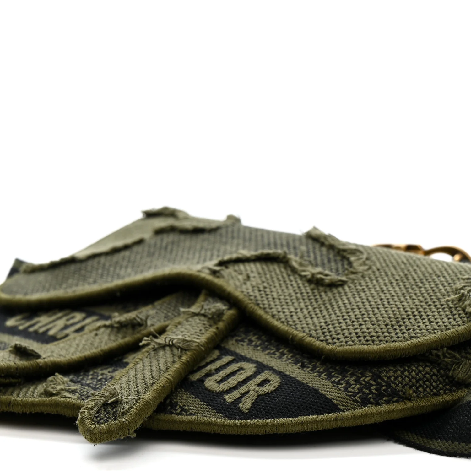 Canvas Embroidered Camouflage Saddle Belt Bag Green - Image 10