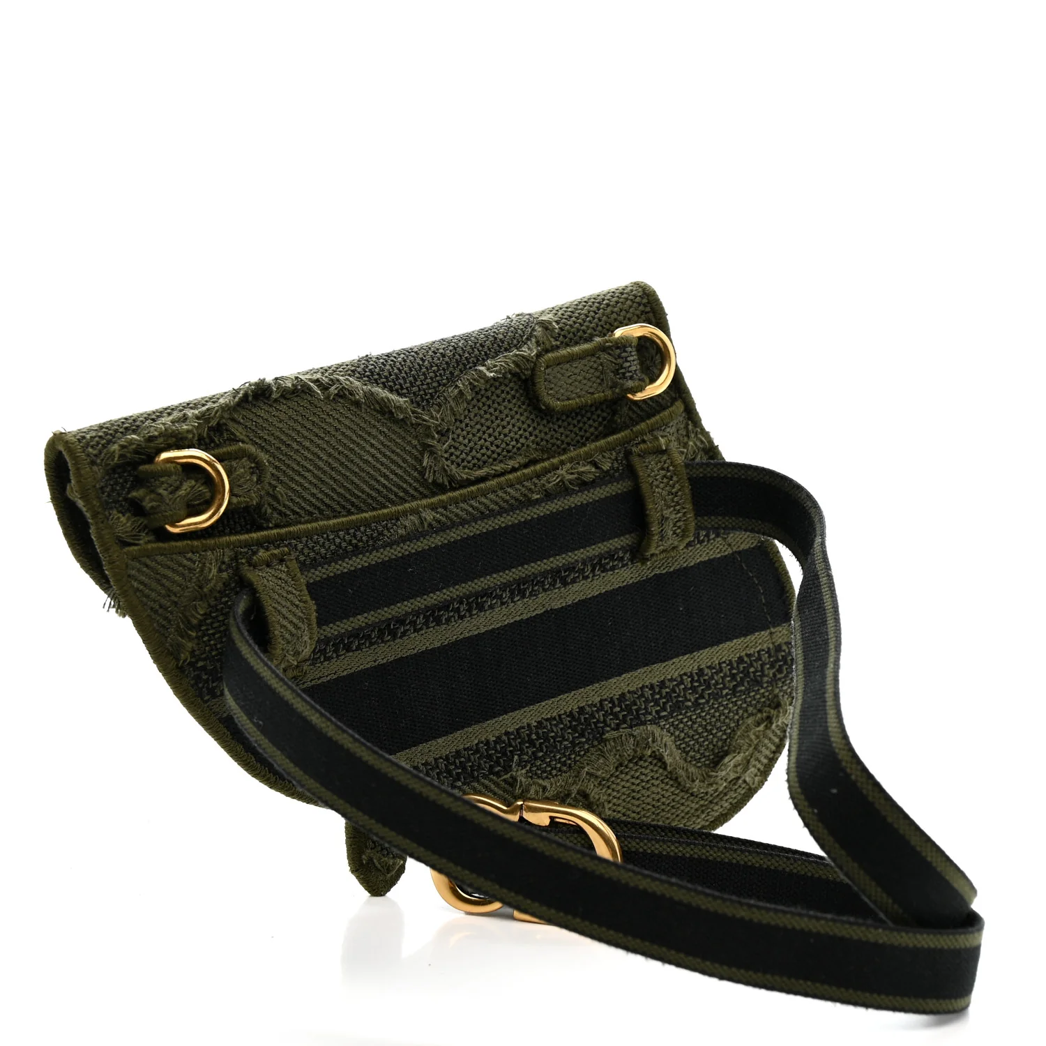 Canvas Embroidered Camouflage Saddle Belt Bag Green - Image 3