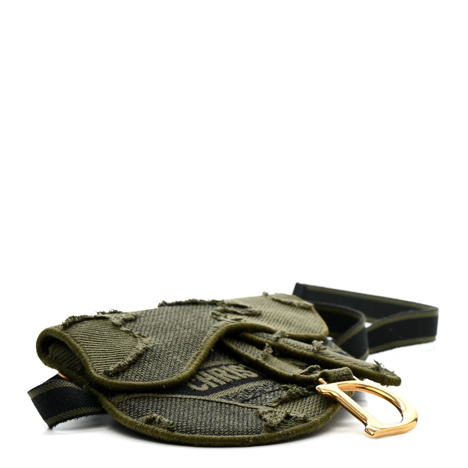 Canvas Embroidered Camouflage Saddle Belt Bag Green - Image 4