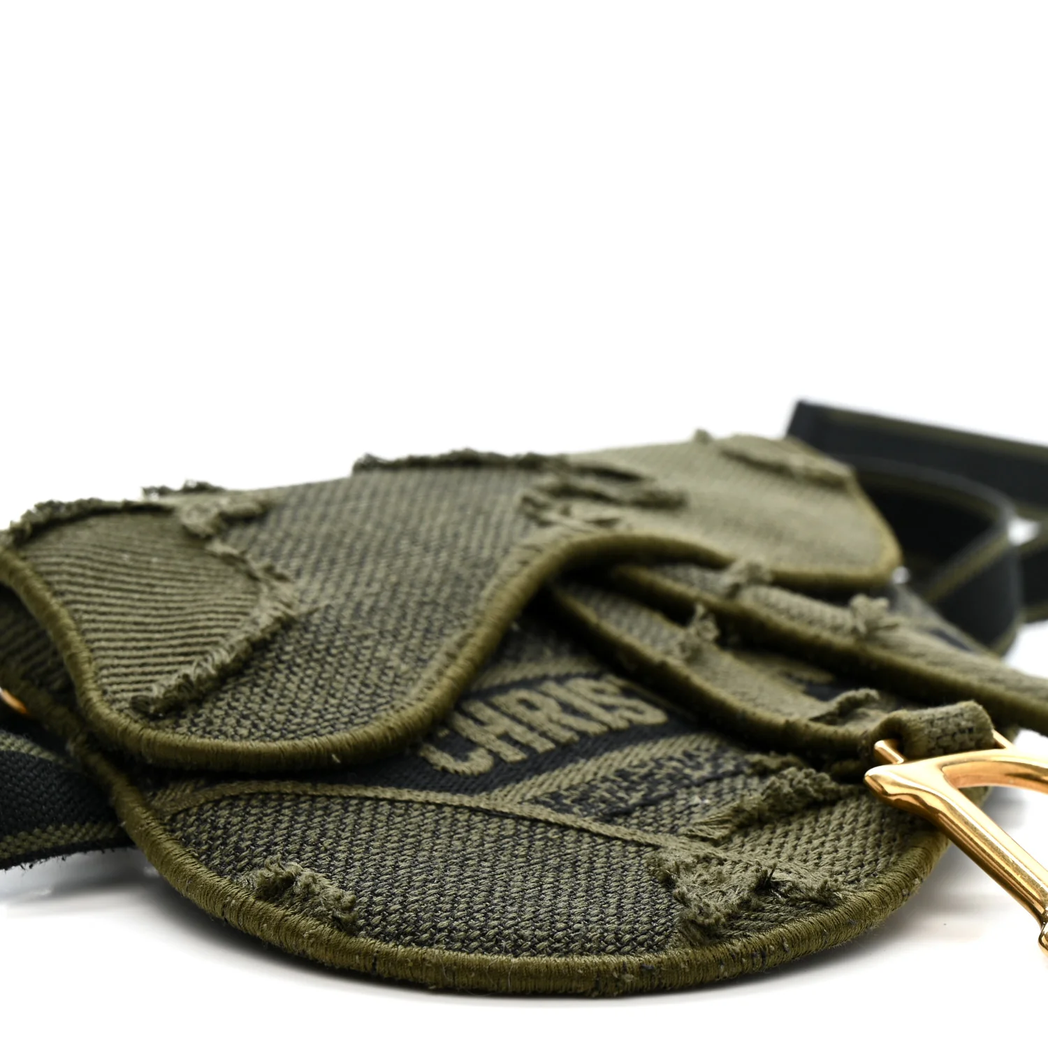 Canvas Embroidered Camouflage Saddle Belt Bag Green - Image 9