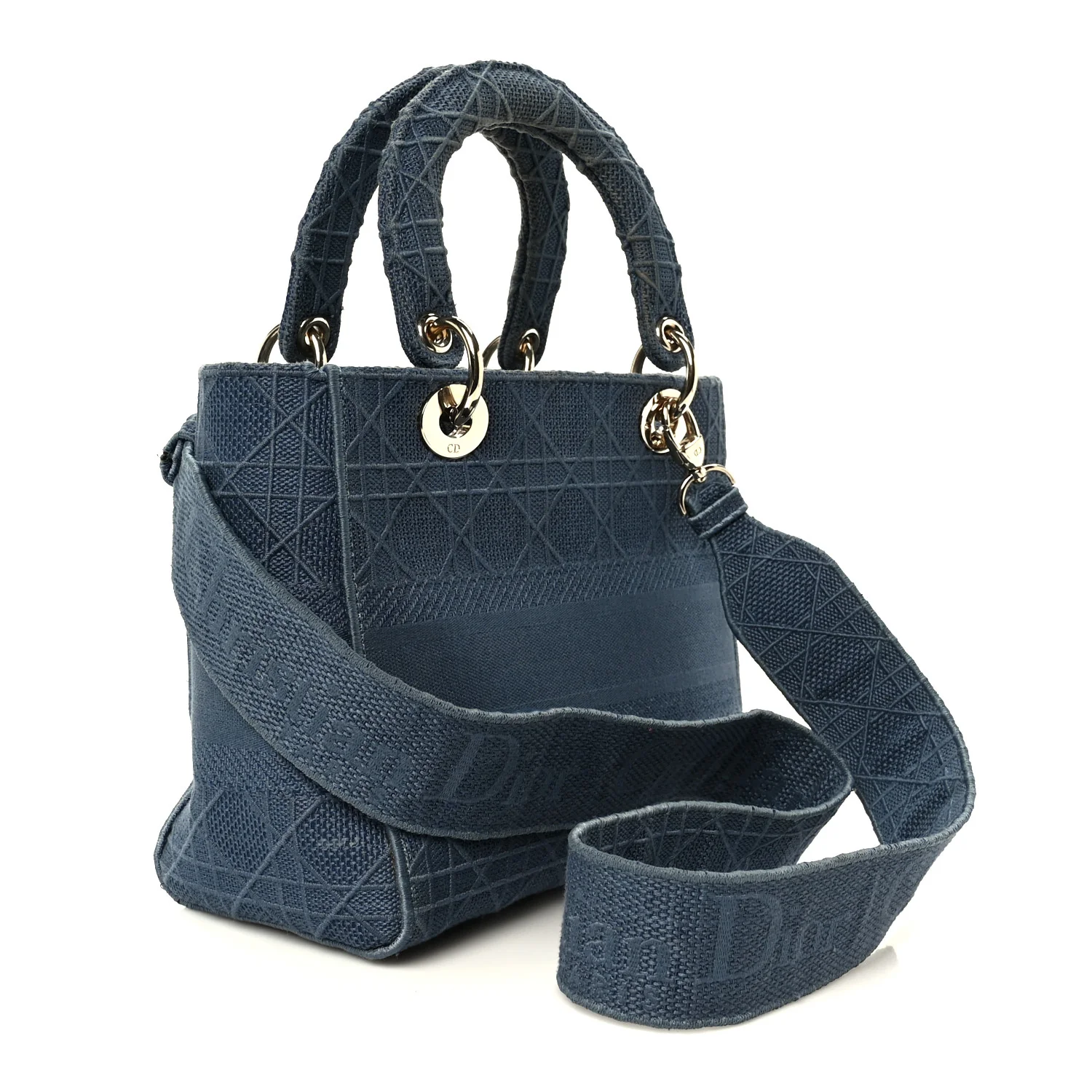 Canvas Embroidered Cannage Medium Lady D-Lite Denim Blue - Image 3