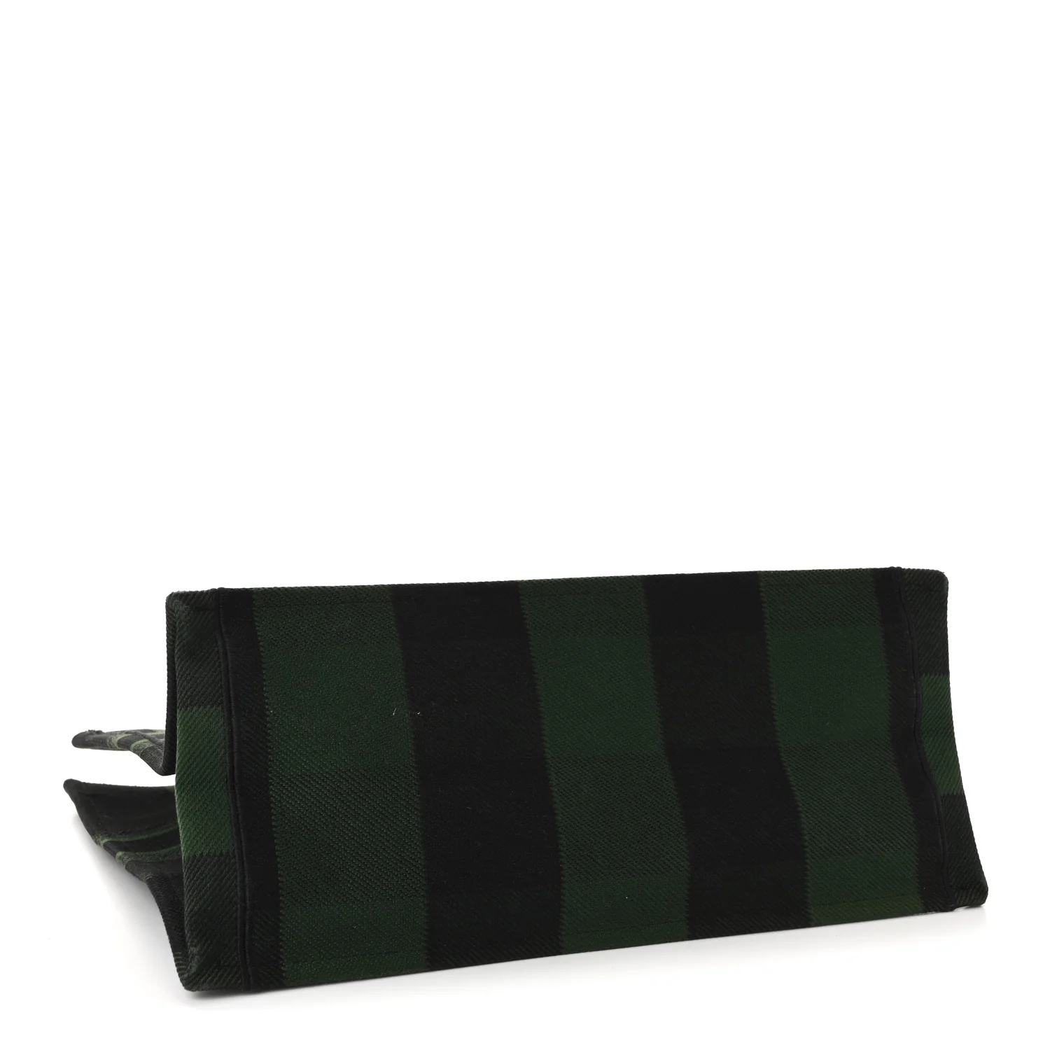 Canvas Embroidered Checkered Book Tote Black Green - Image 4