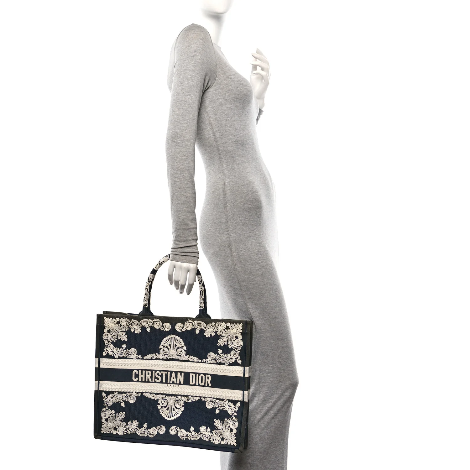 Canvas Embroidered Cornely Book Tote Blue White - Image 2
