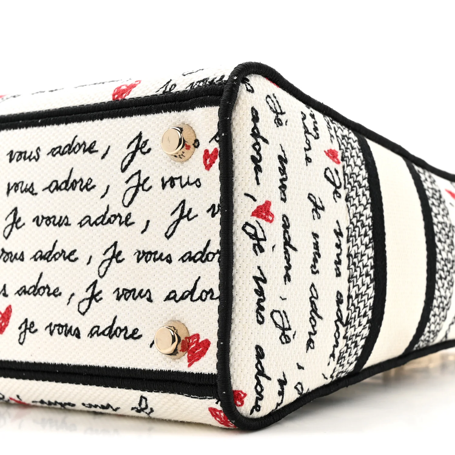 Canvas Embroidered Dioramour Je Vous Adore Medium Lady D-Lite  White Black Red - Image 10
