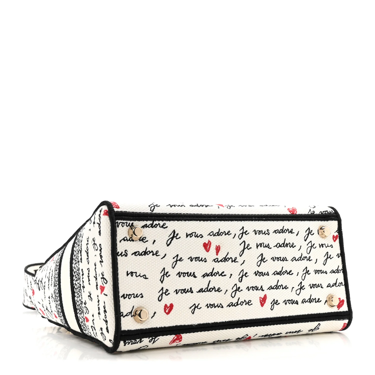 Canvas Embroidered Dioramour Je Vous Adore Medium Lady D-Lite  White Black Red - Image 4