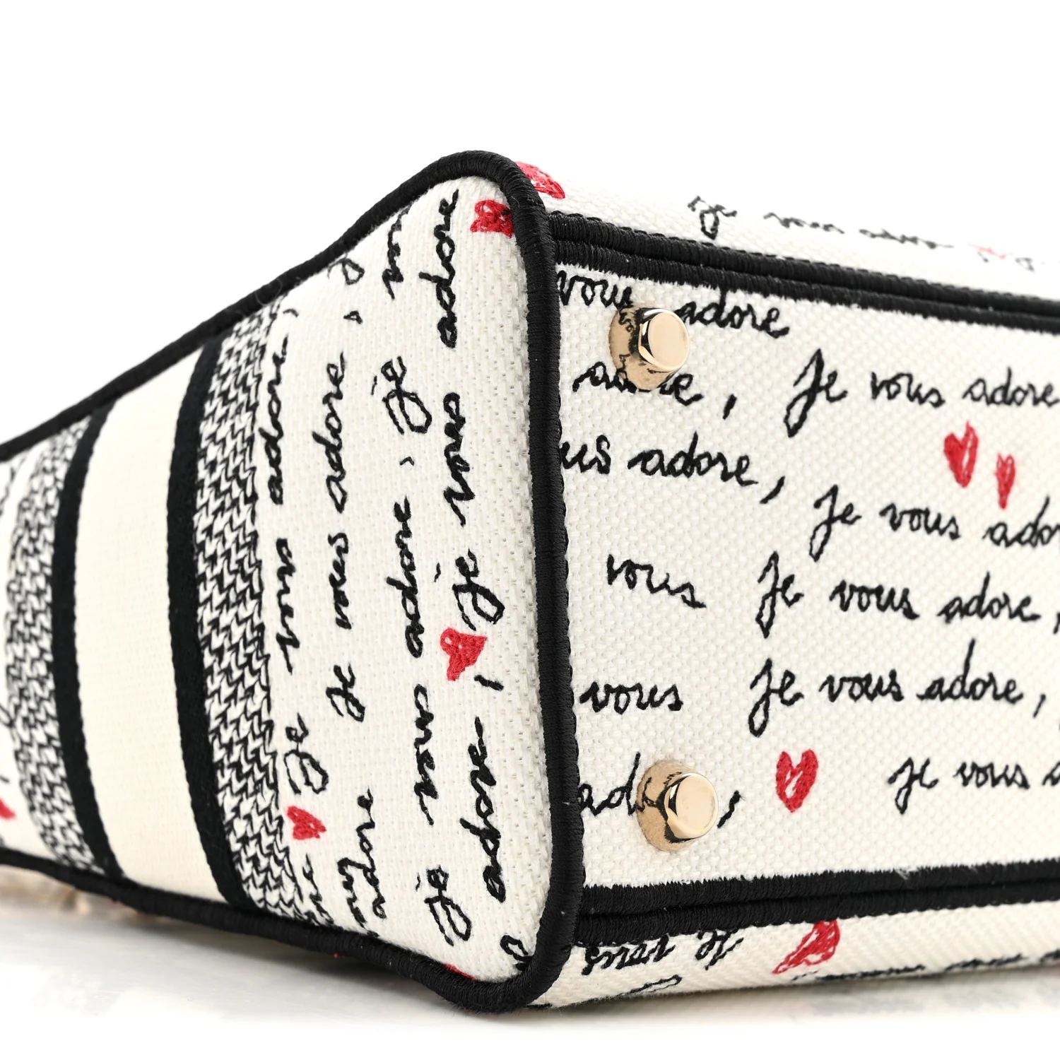 Canvas Embroidered Dioramour Je Vous Adore Medium Lady D-Lite  White Black Red - Image 9