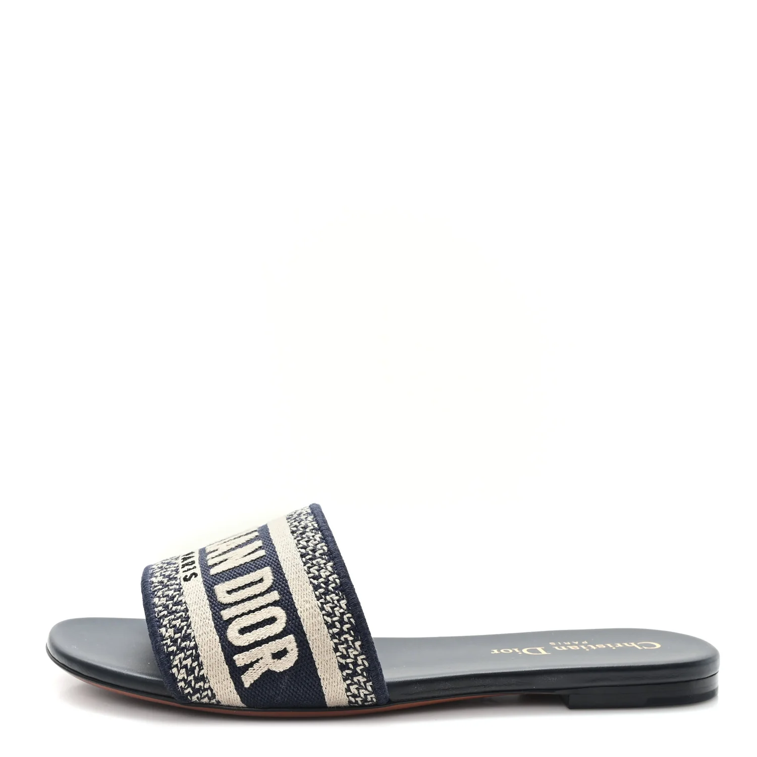 Canvas Embroidered Dway Mules Slide Sandals 36.5 Deep Blue