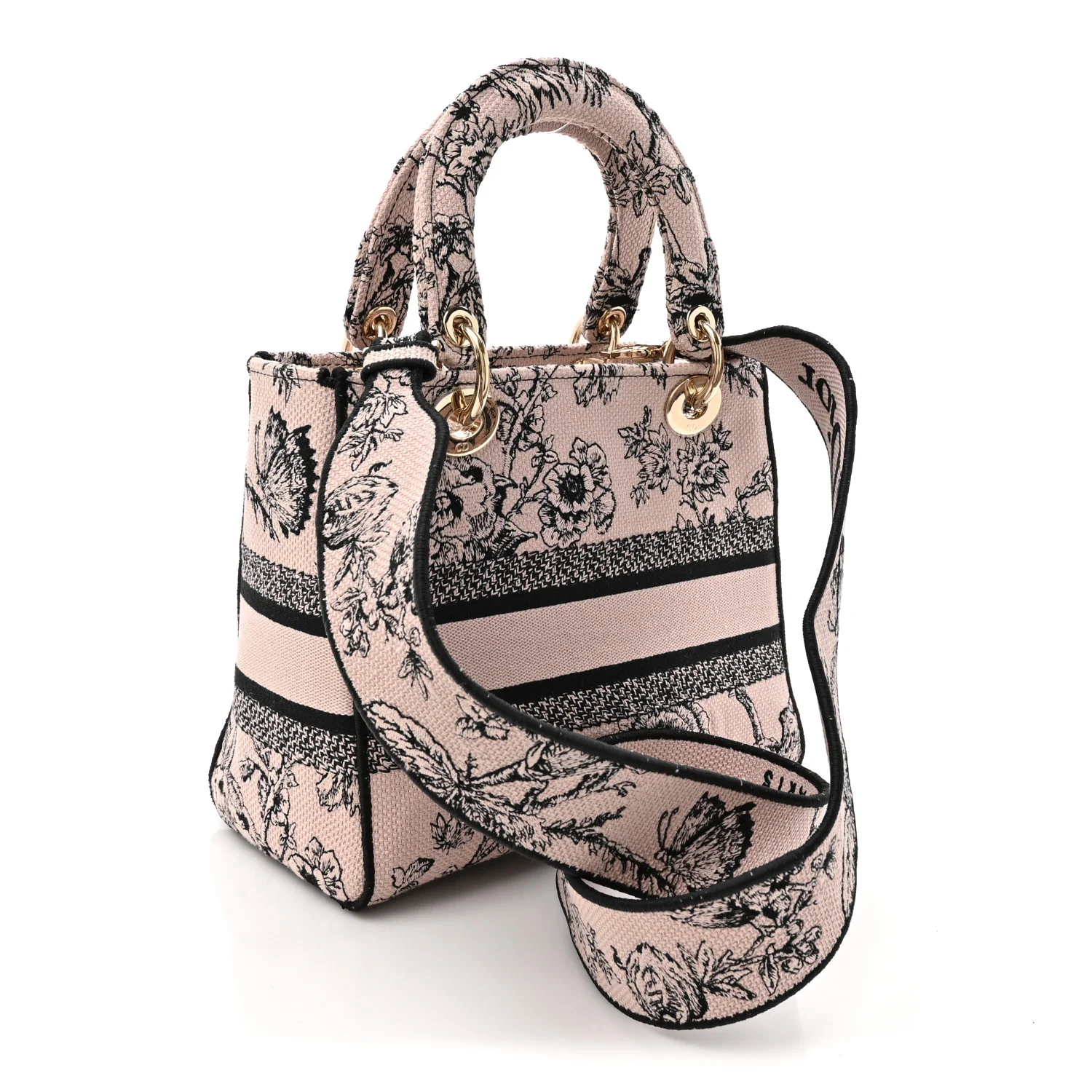 Canvas Embroidered Jardin Botanique Medium Lady D-Lite Light Pink Black - Image 3
