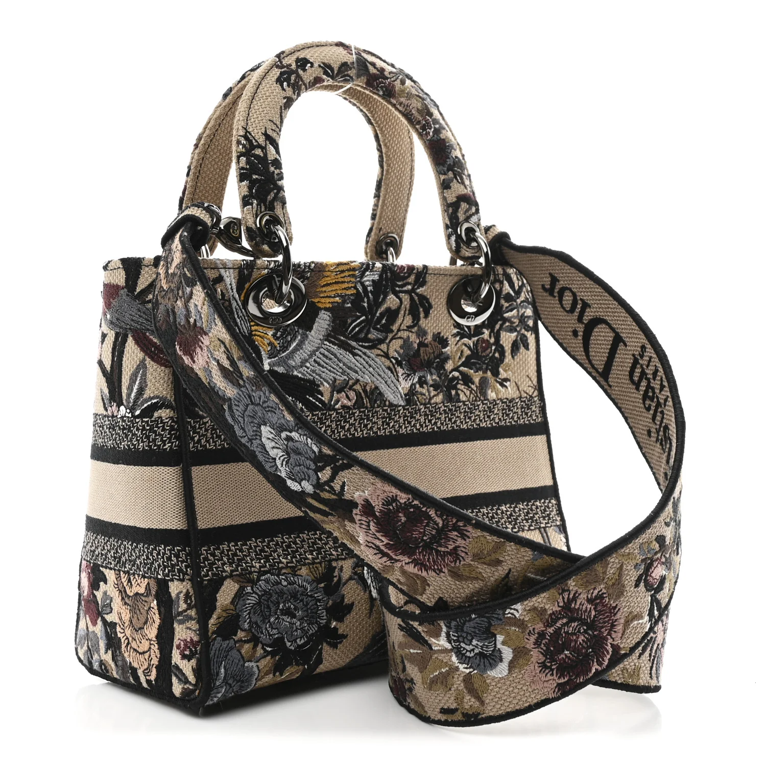 Canvas Embroidered Jardin D'Hiver Medium Lady D-Lite Beige Multicolor - Image 3