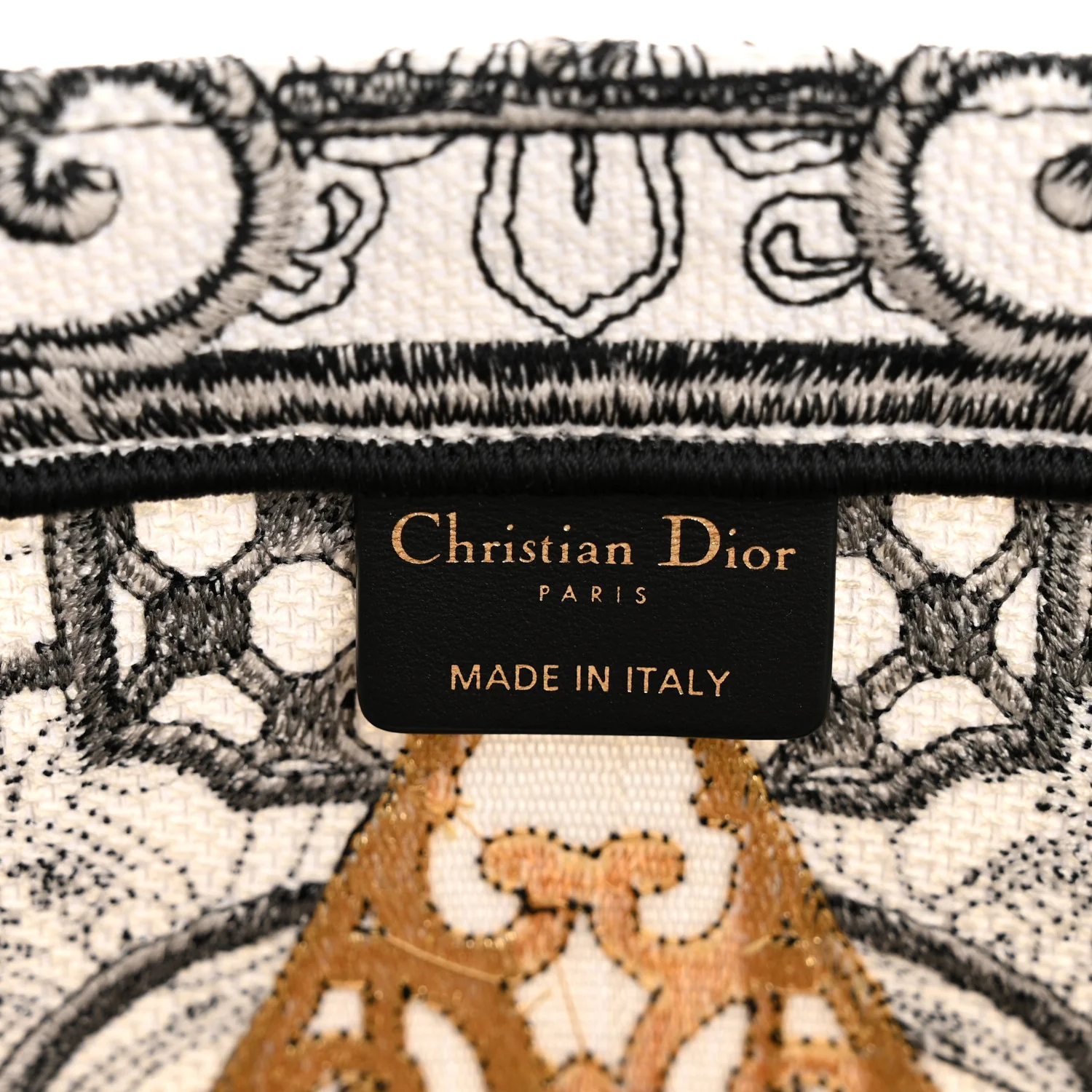 Canvas Embroidered Large Around The World Book Tote Black - Image 6