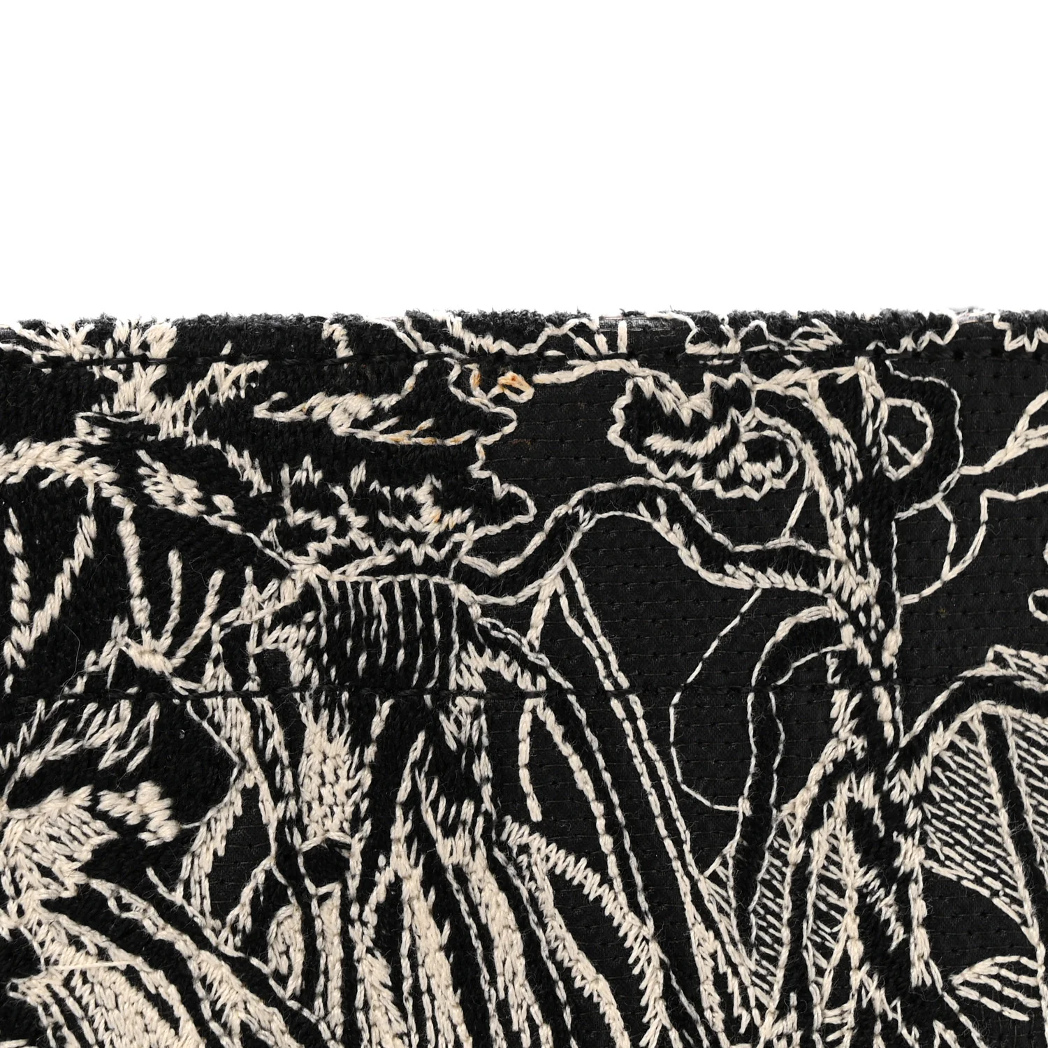 Canvas Embroidered Large Around The World Book Tote Black White - Image 14