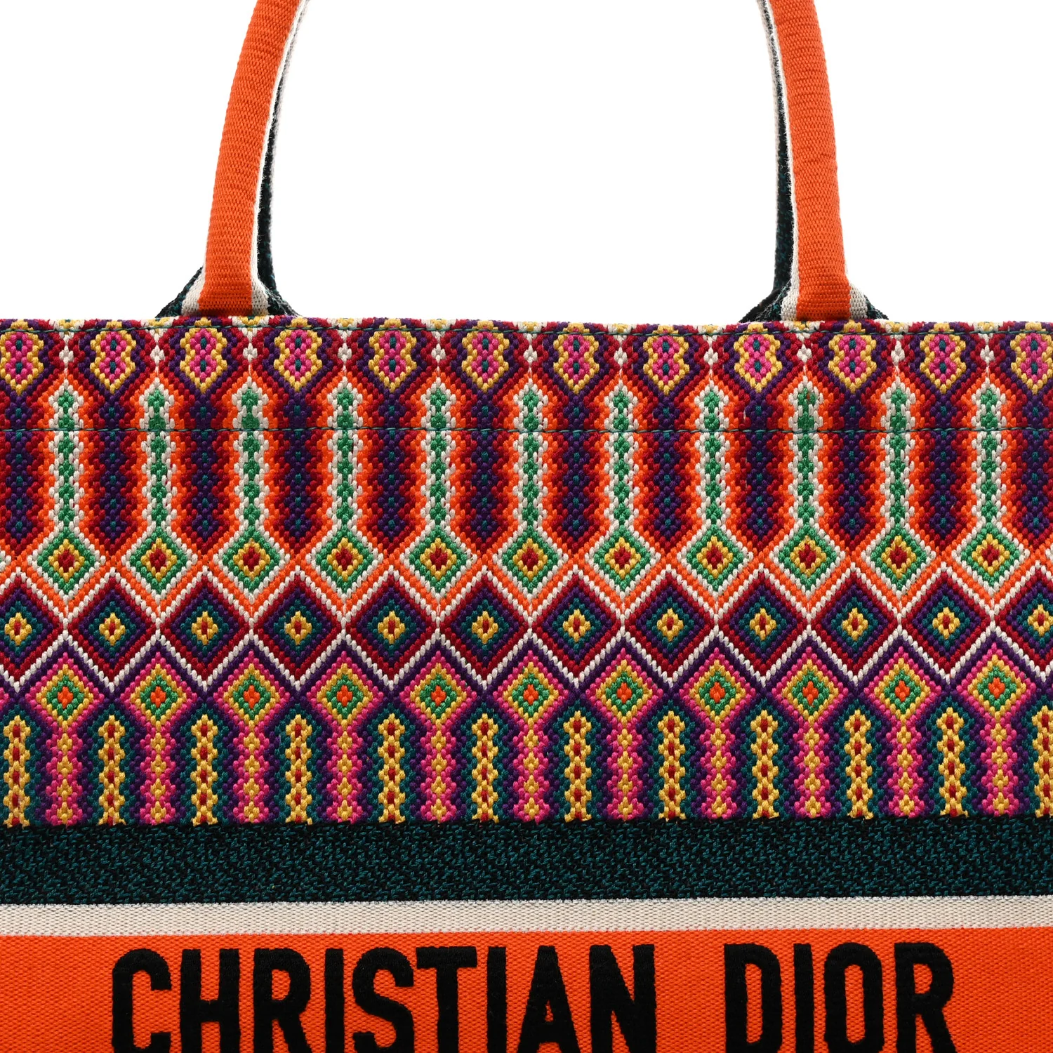 Canvas Embroidered Large Book Tote Orange Multicolor - Image 8