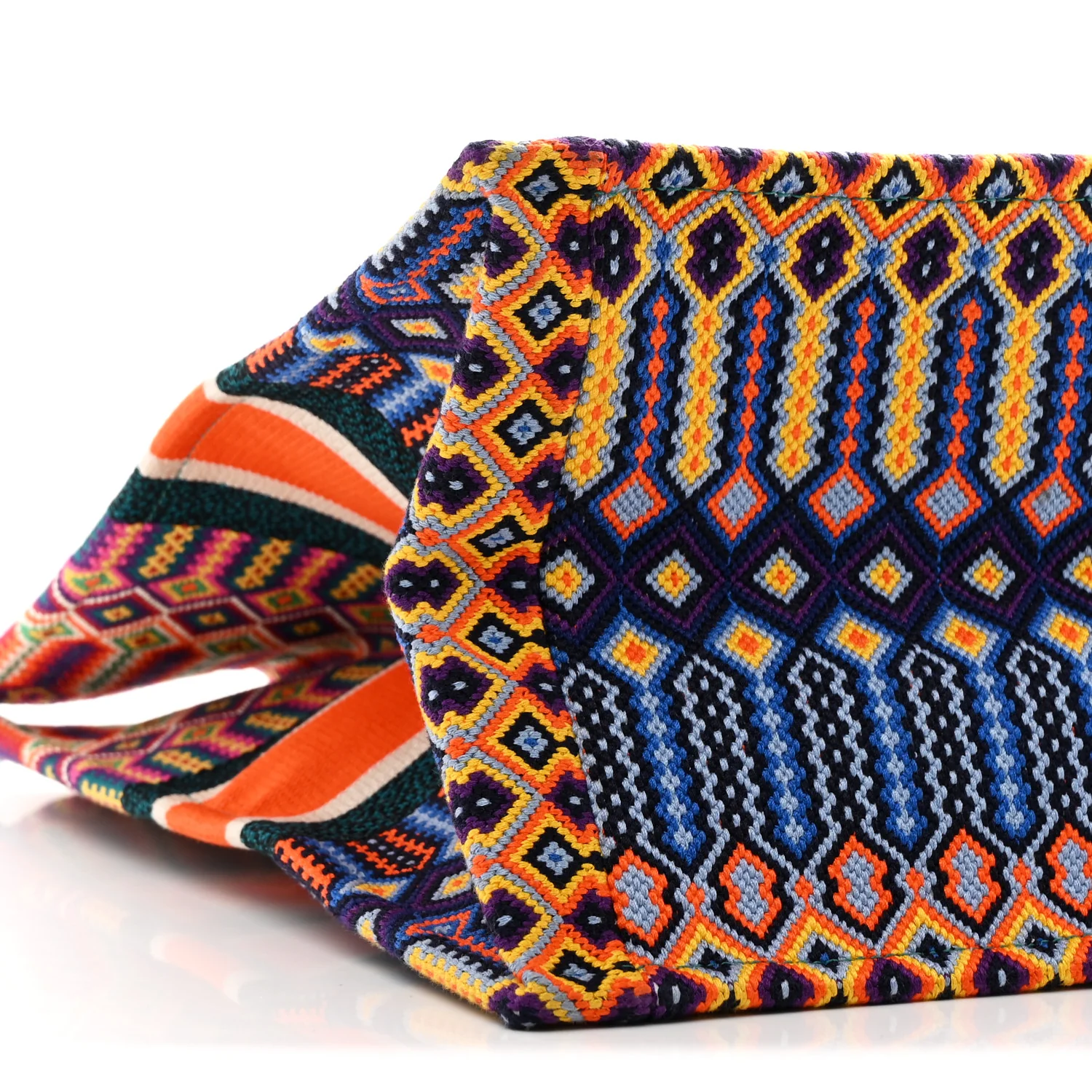 Canvas Embroidered Large Book Tote Orange Multicolor - Image 9