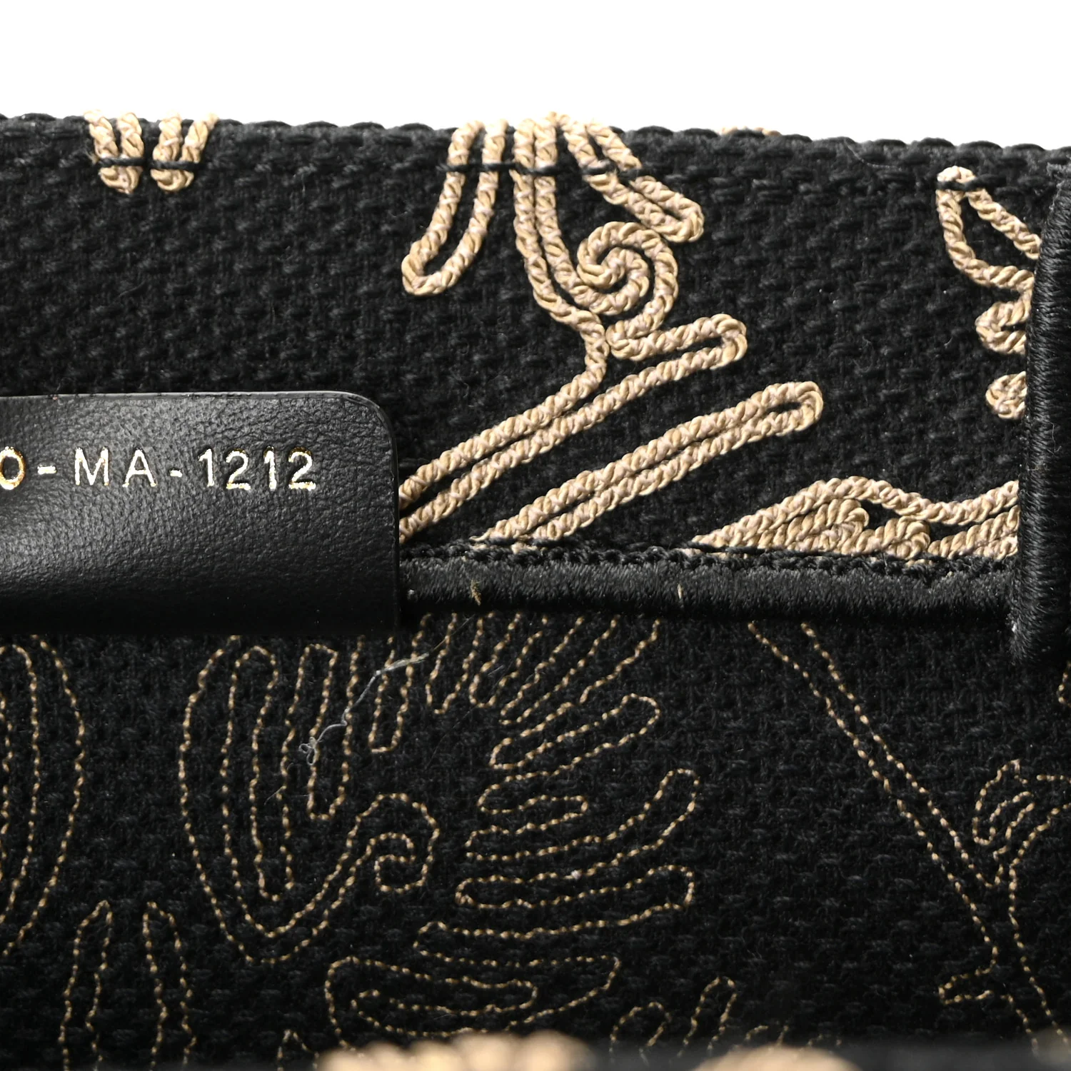Canvas Embroidered Large Ornamental Cornely Effect Book Tote Black Beige - Image 12