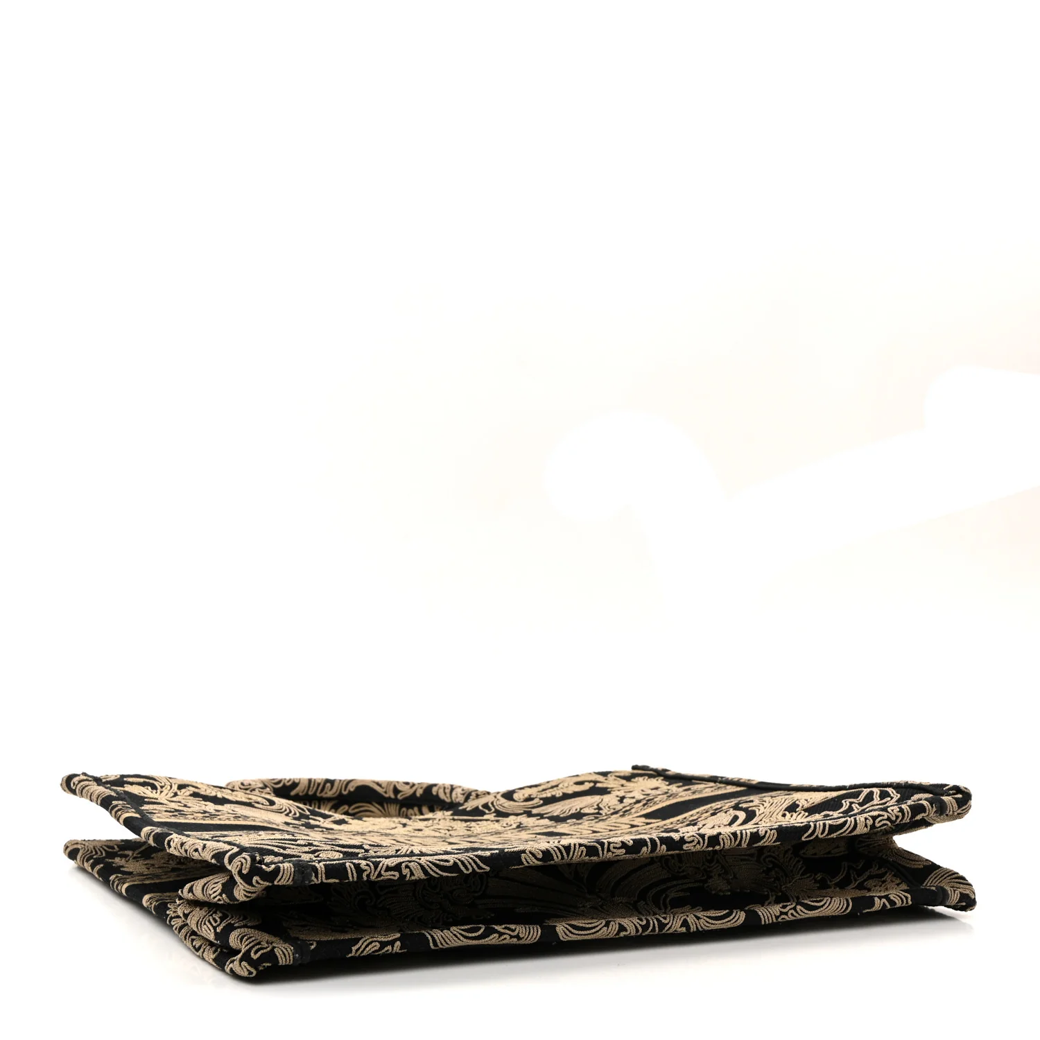 Canvas Embroidered Large Ornamental Cornely Effect Book Tote Black Beige - Image 6