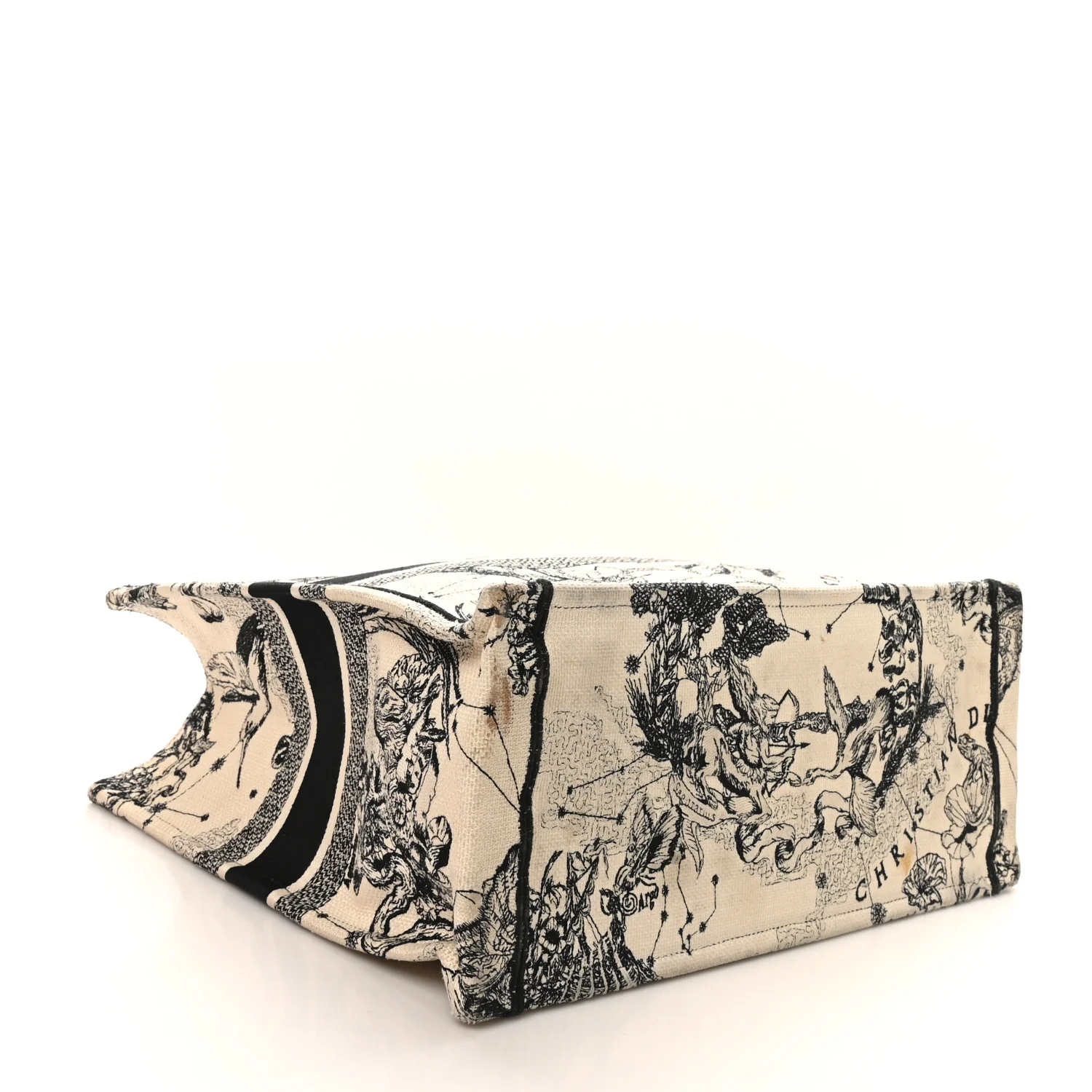 Canvas Embroidered Large Zodiac Toile De Jouy Book Tote Latte - Image 4