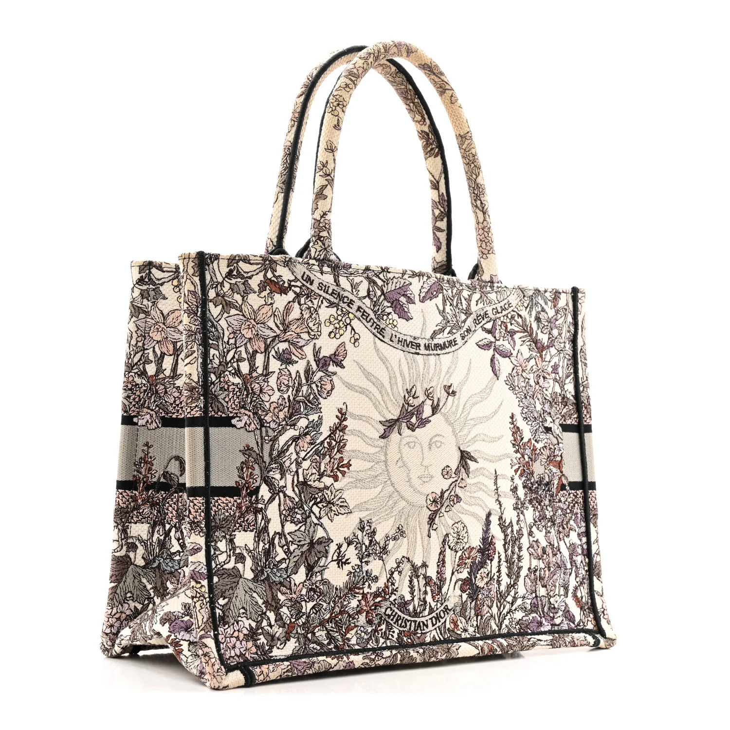 Canvas Embroidered Medium 4 Saisons Hiver Soleil Book Tote Multicolor - Image 3
