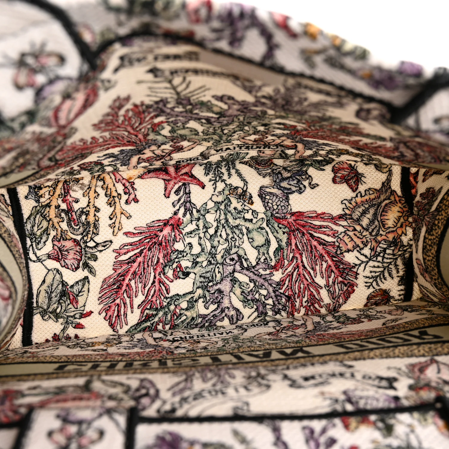Canvas Embroidered Medium Book Tote White Multicolor - Image 5