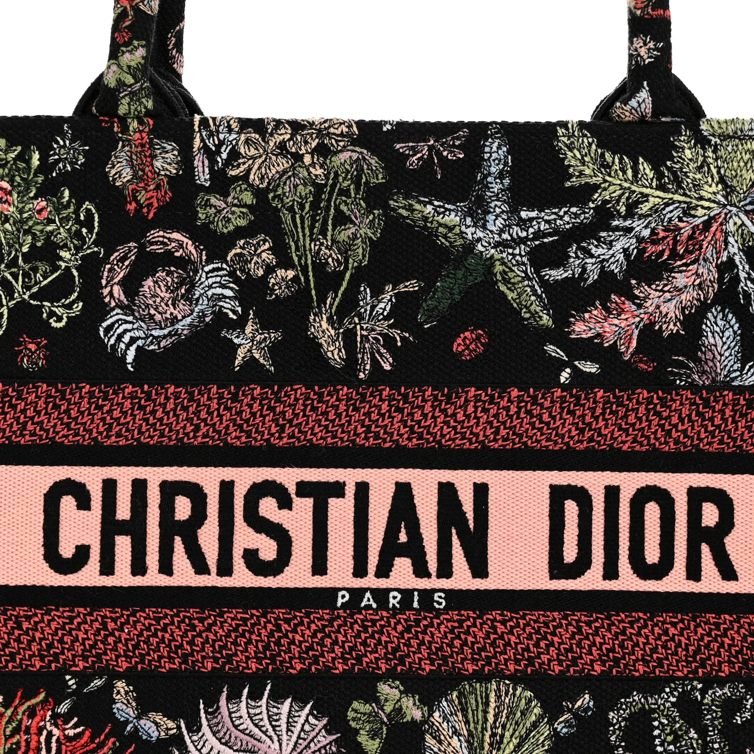 Canvas Embroidered Medium Cabinet De Curiosites Book Tote Black Multicolor - Image 8