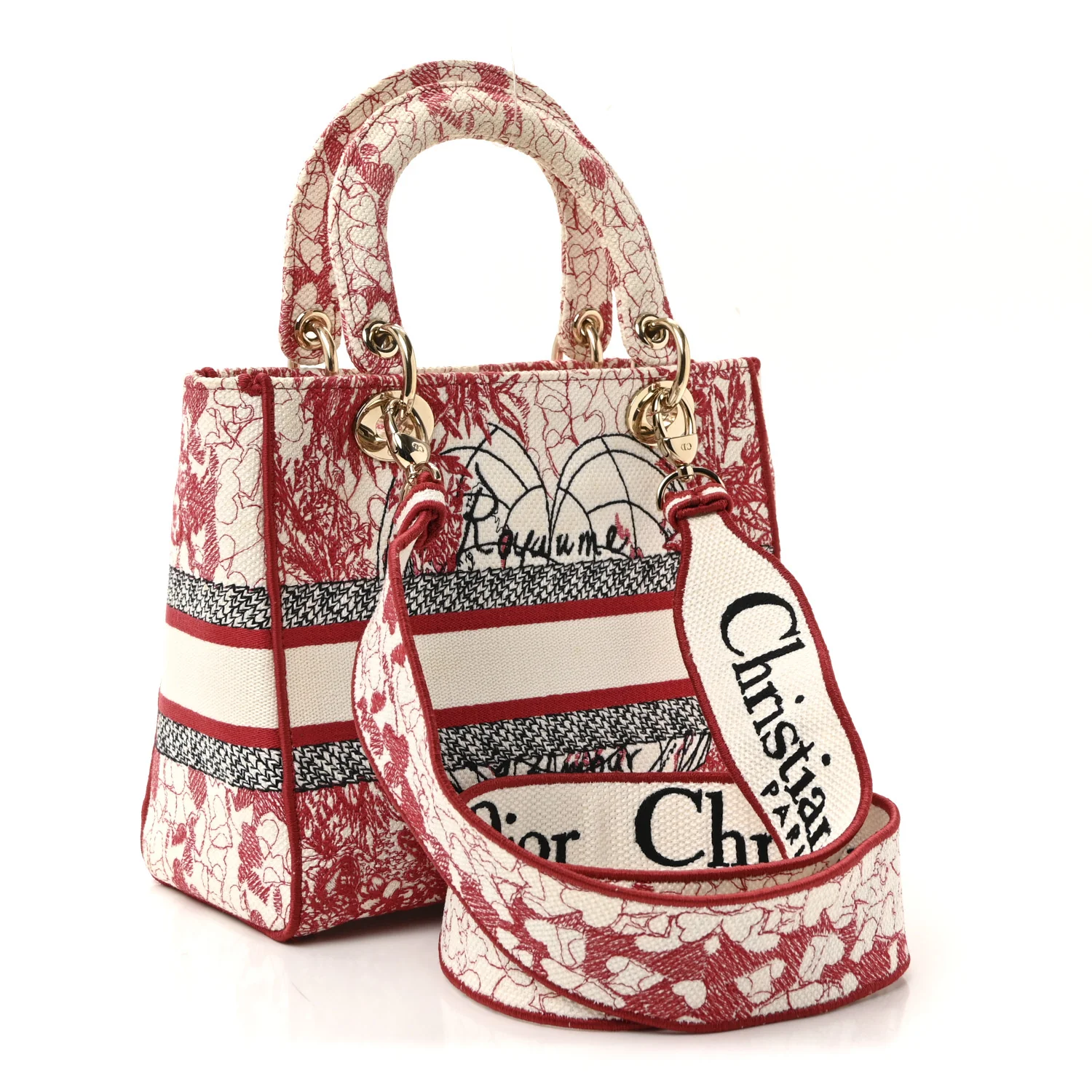 Canvas Embroidered Medium Dioramour D-Royaume Lady D-Lite Red Multicolor - Image 3