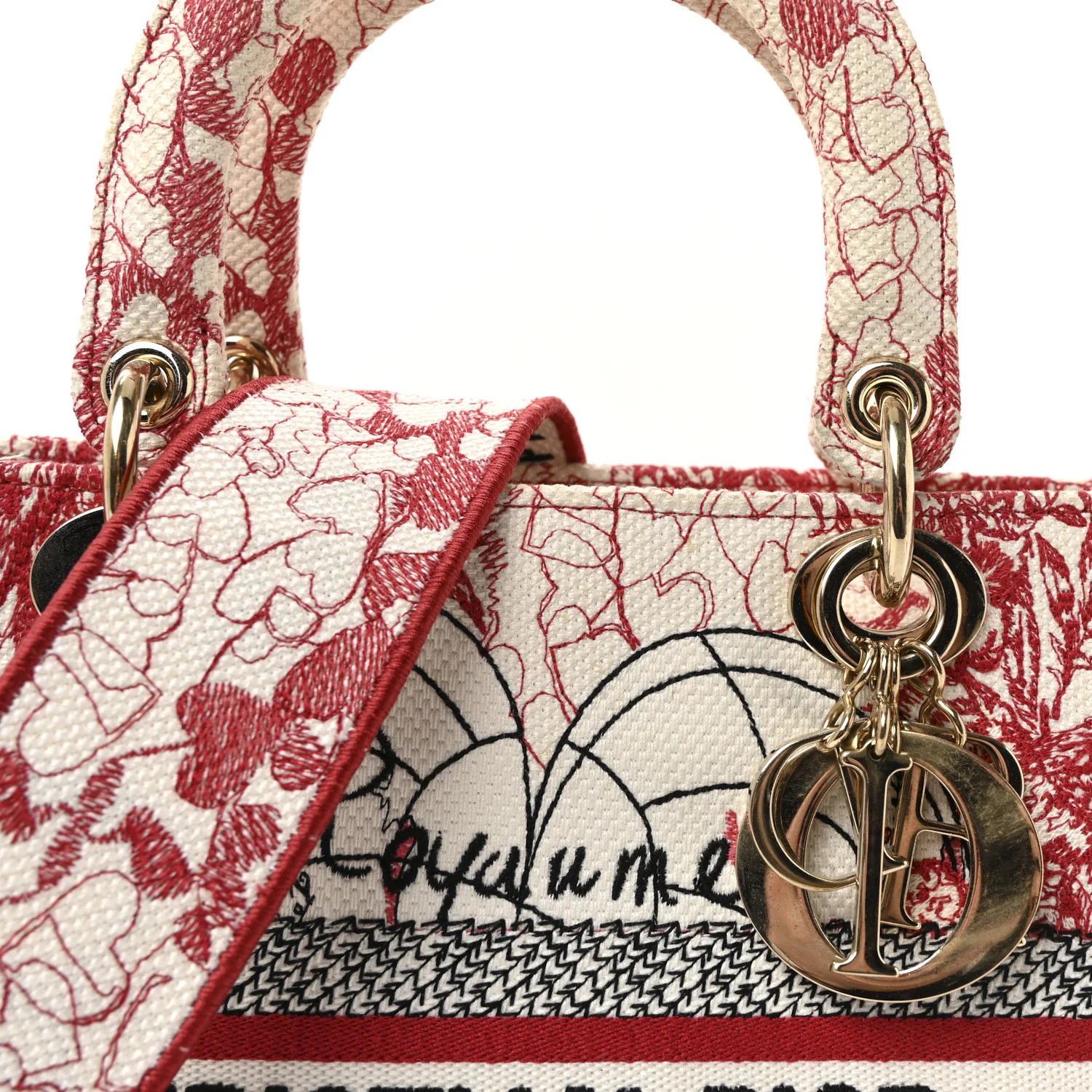 Canvas Embroidered Medium Dioramour D-Royaume Lady D-Lite Red Multicolor - Image 7
