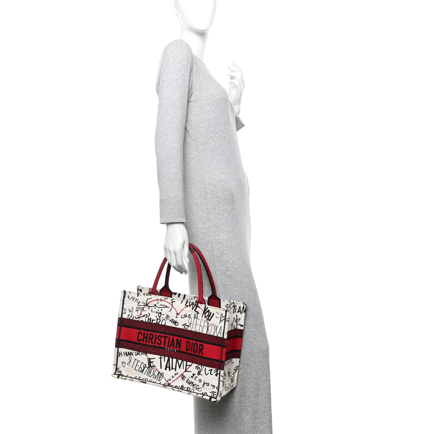 Canvas Embroidered Medium Dioramour Graffiti Book Tote Latte Multicolor - Image 2