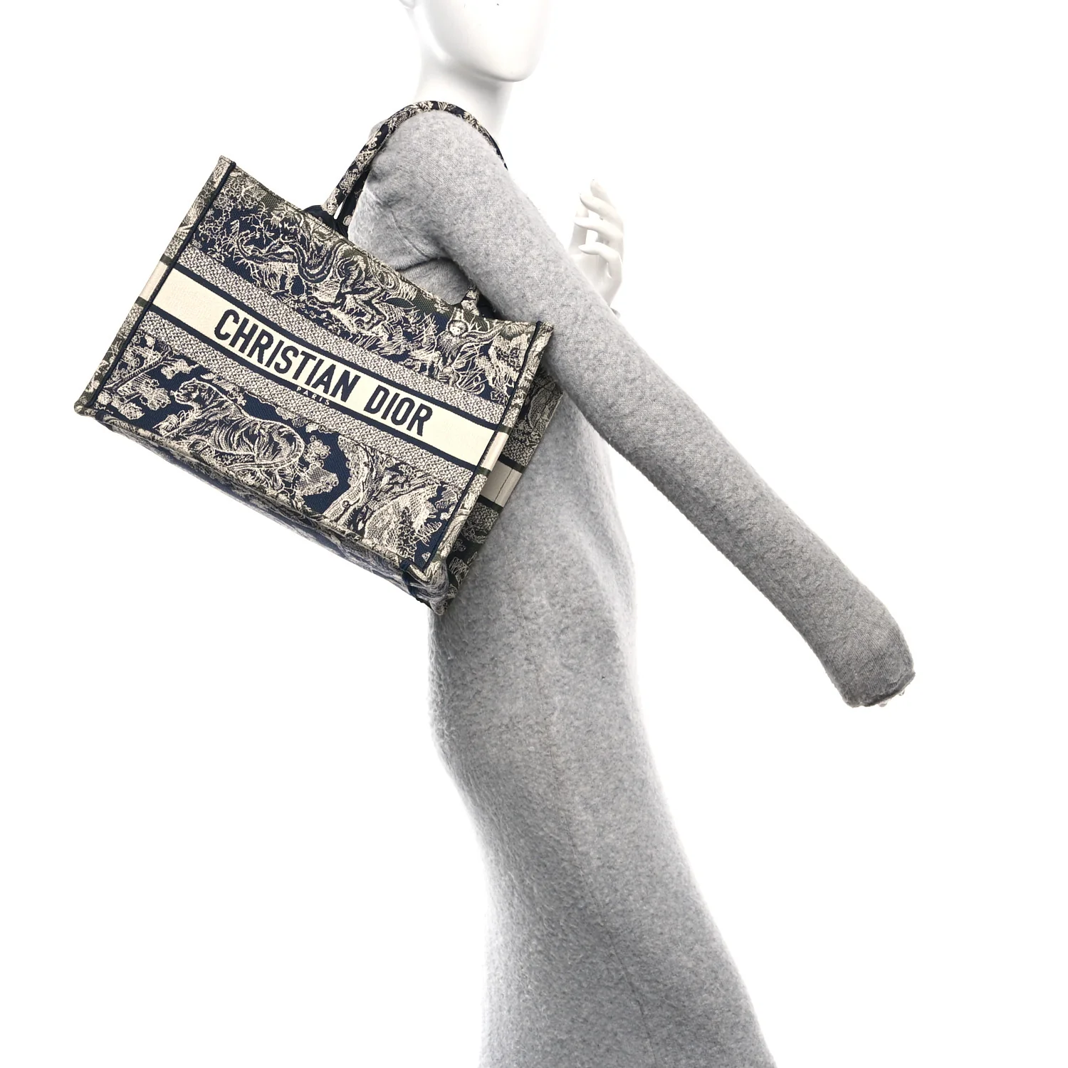 Canvas Embroidered Medium Dioriviera Toile De Jouy Book Tote Blue - Image 2
