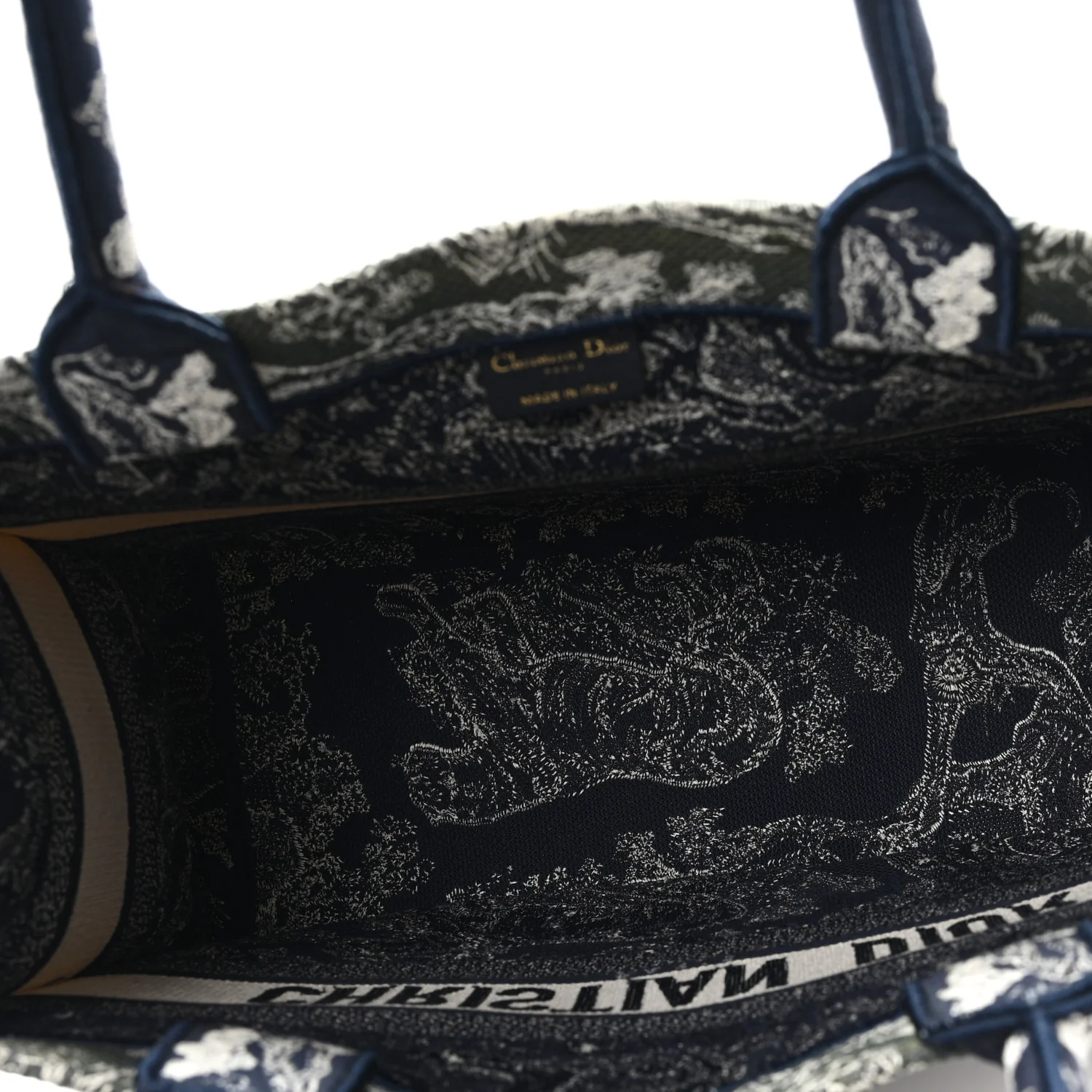 Canvas Embroidered Medium Dioriviera Toile De Jouy Book Tote Blue - Image 6