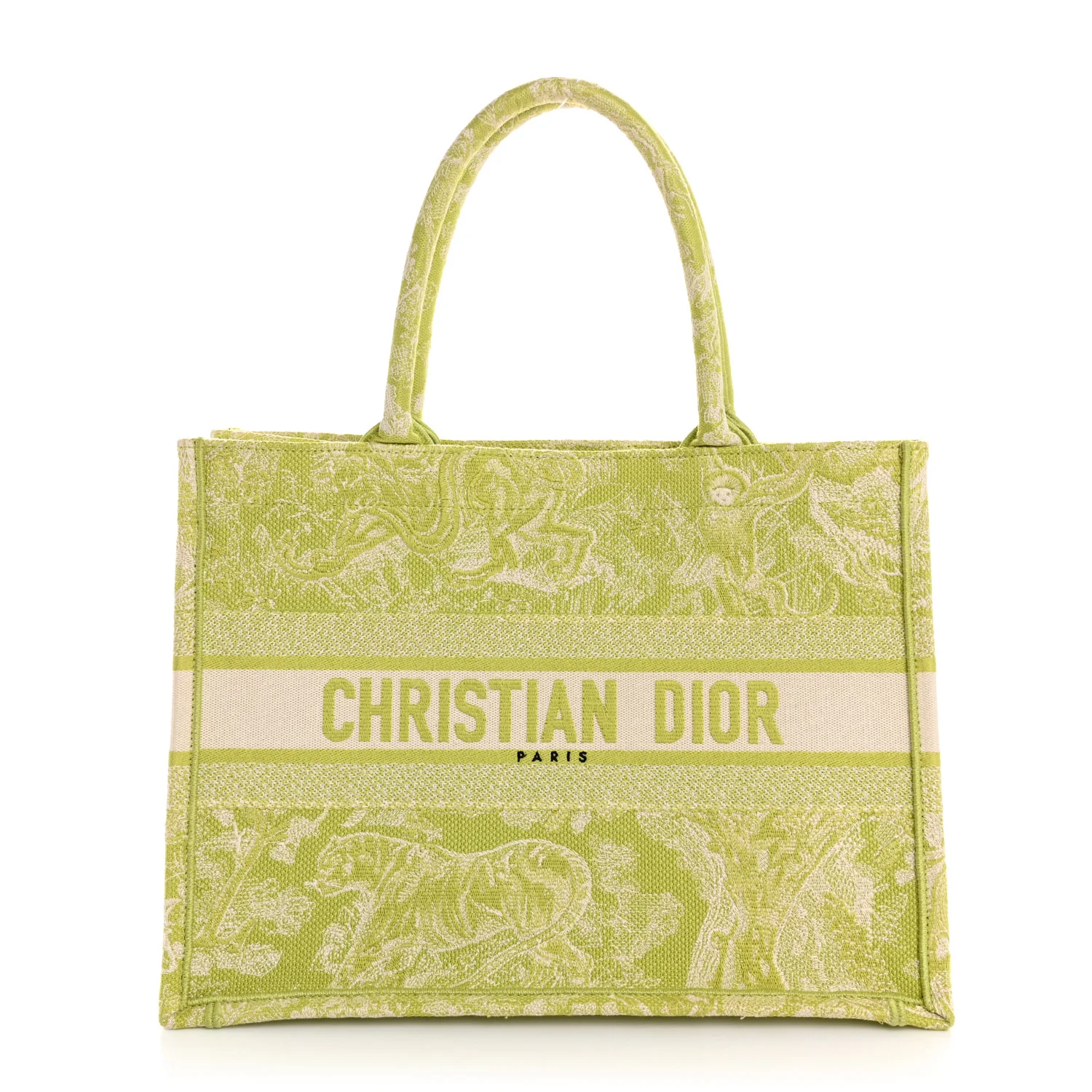Canvas Embroidered Medium Dioriviera Toile De Jouy Book Tote D-Lite Green