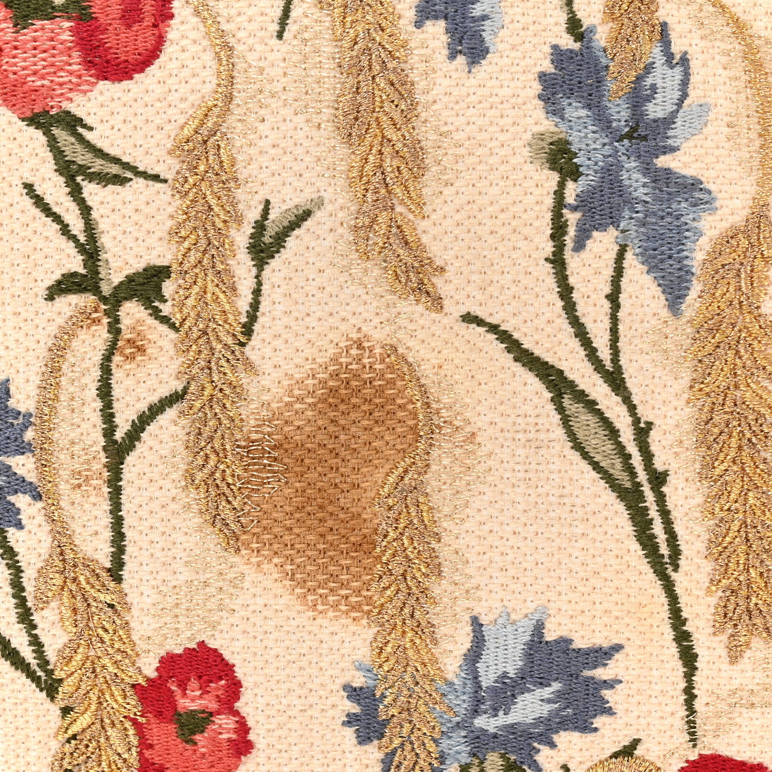Canvas Embroidered Medium Hibiscus Book Tote Beige Multicolor - Image 11